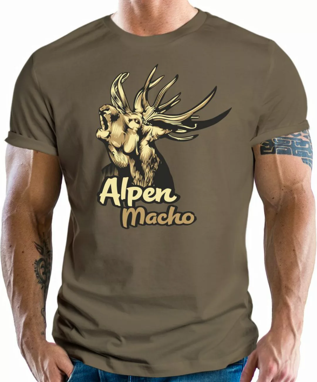 RAHMENLOS® T-Shirt für Bergfans - Alpen Macho günstig online kaufen