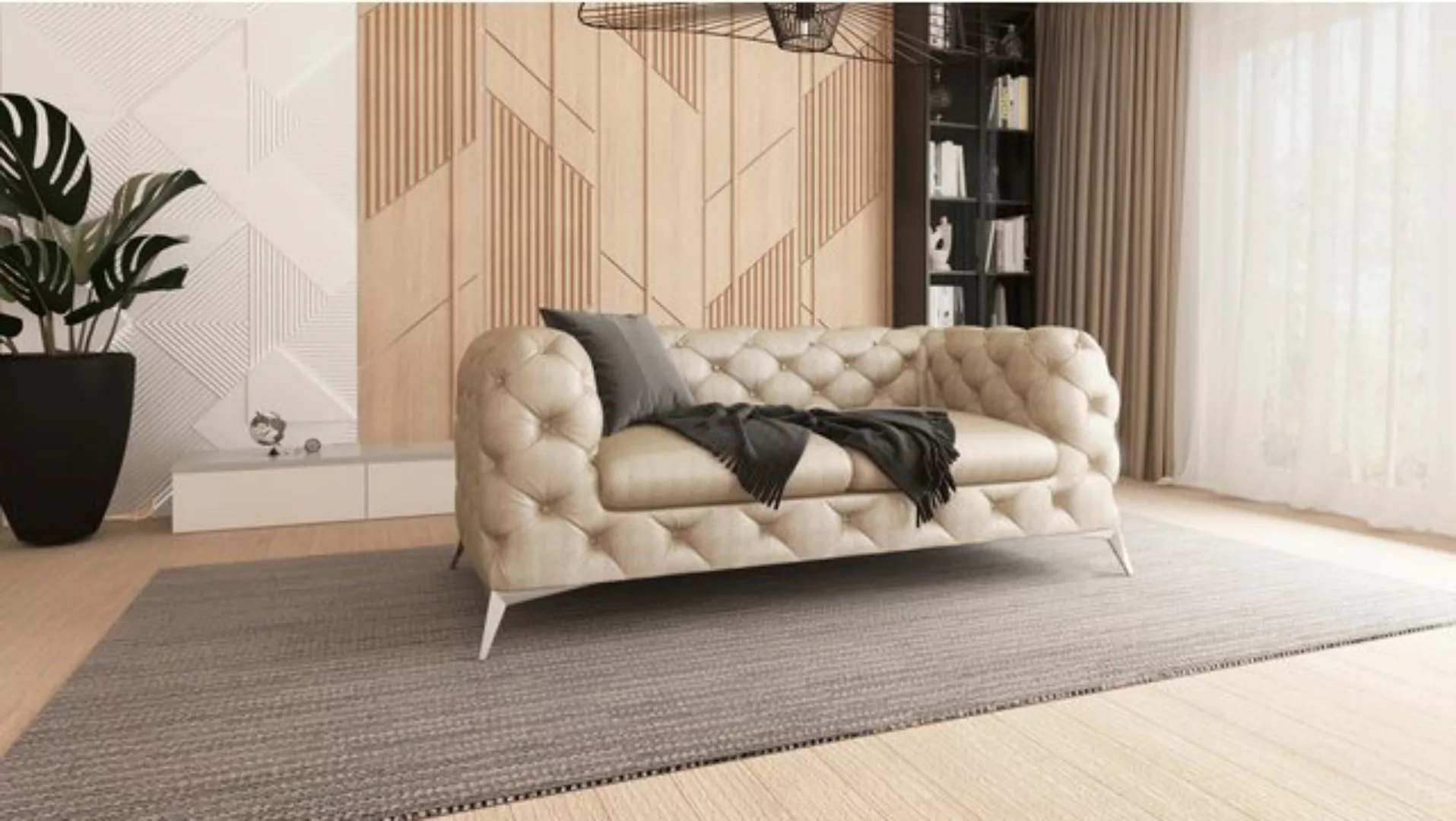 S-Style Möbel Chesterfield-Sofa 2-Sitzer Wanja mit Silber Metall Füßen, 2-S günstig online kaufen