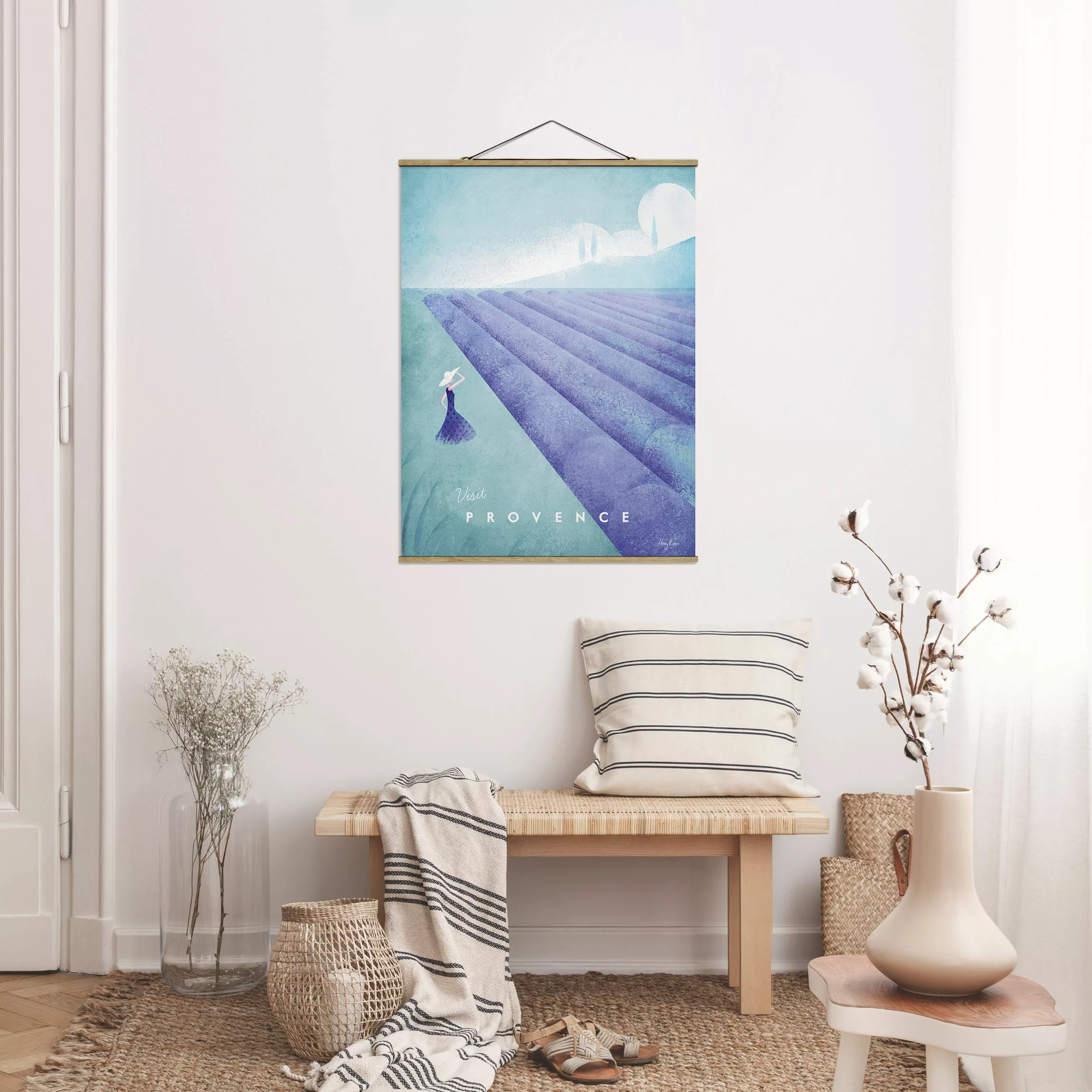 Stoffbild Blumen mit Posterleisten - Hochformat Reiseposter - Provence günstig online kaufen