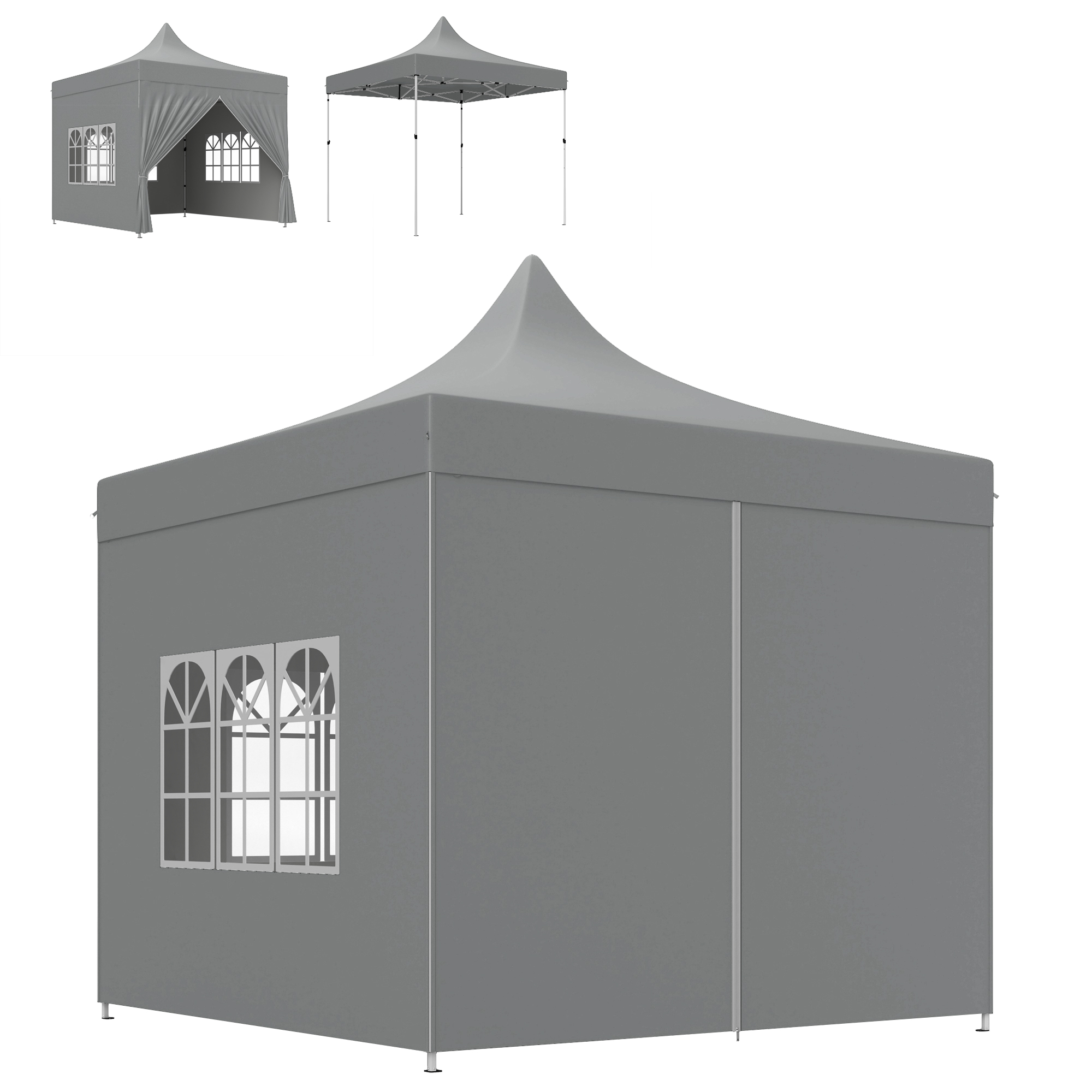 Outsunny Gartenpavillon Faltzelt Pop-Up 3 x 3 m 4 abnehmbare Seitenwände 3 günstig online kaufen