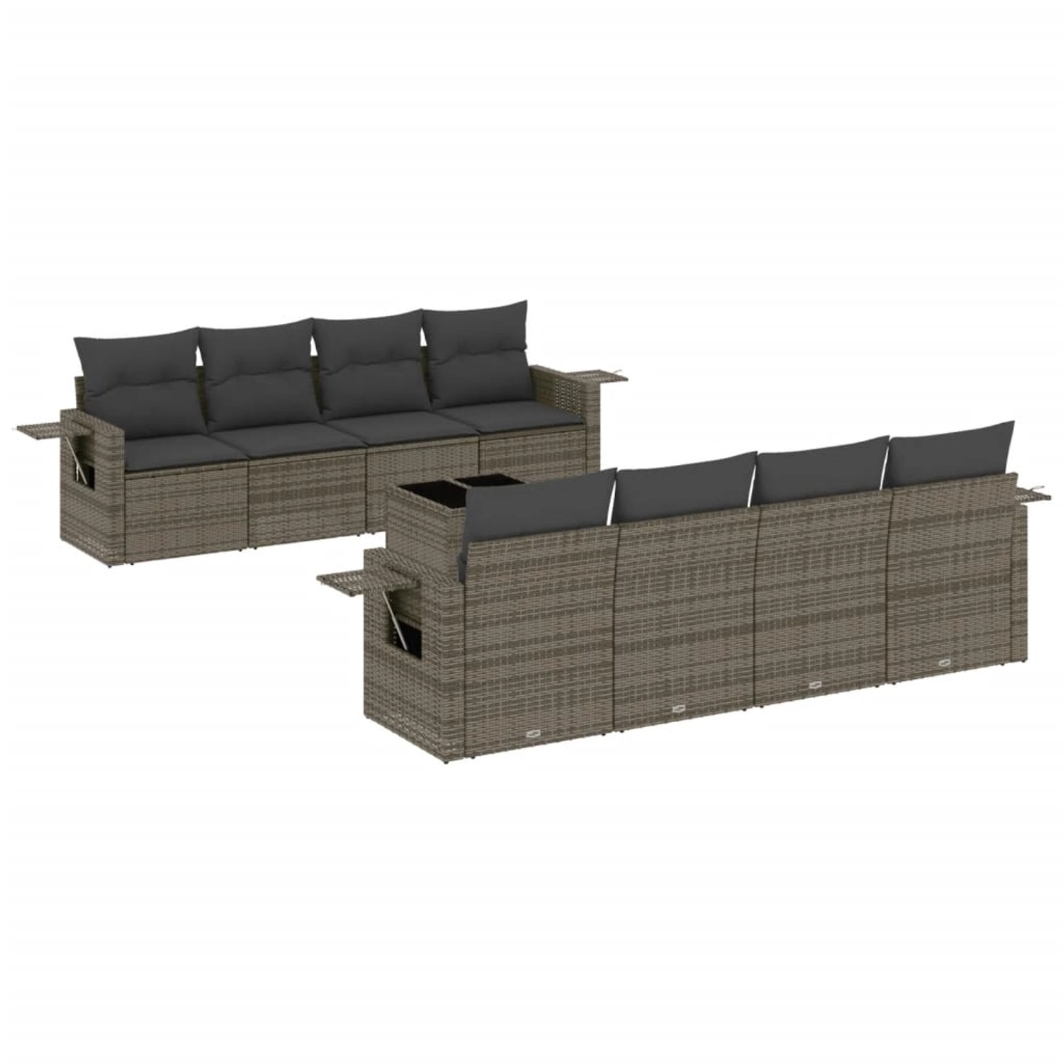 vidaXL 9-Tlg Garten-Sofagarnitur mit Kissen Grau Poly Rattan 3252287 günstig online kaufen