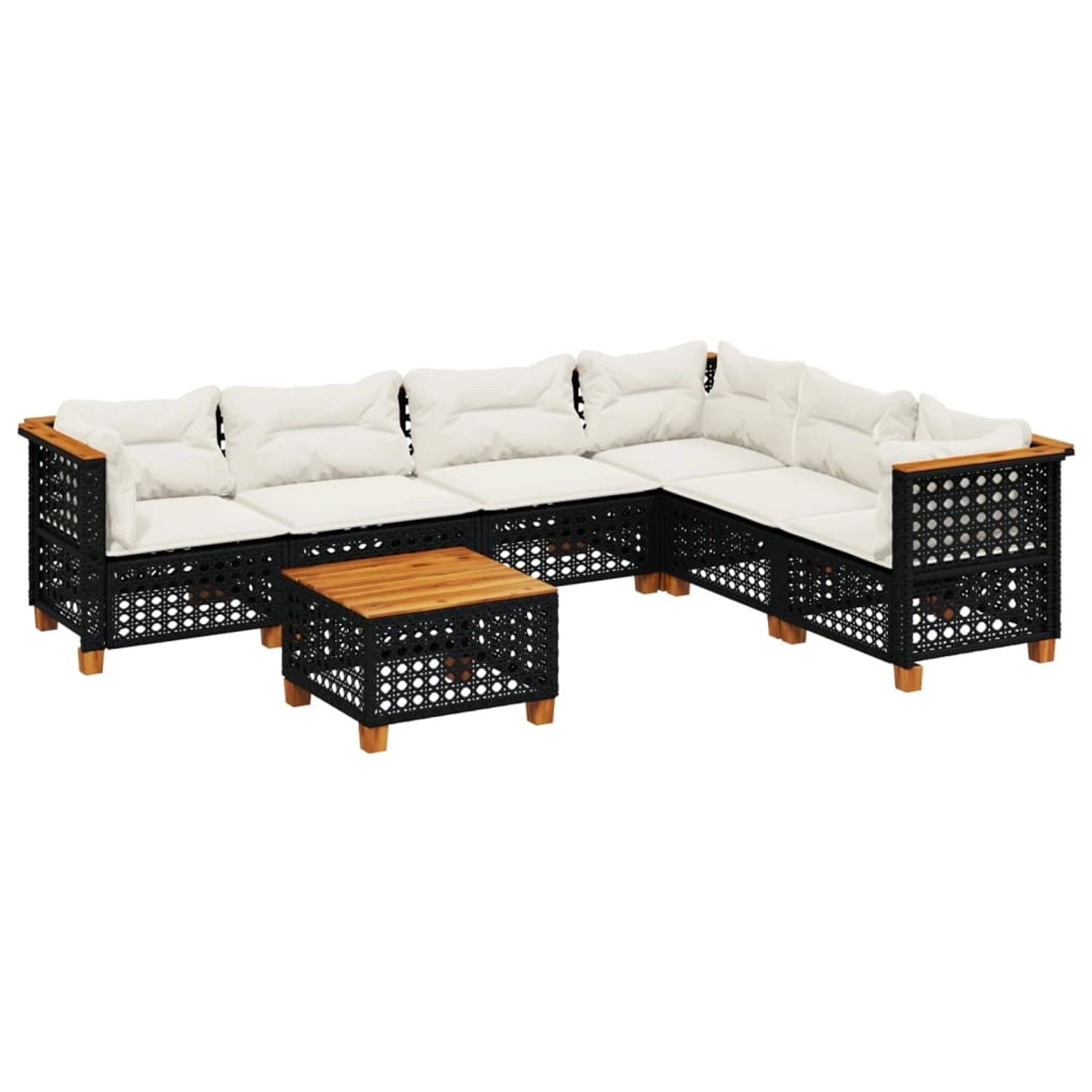 vidaXL 7-Tlg Garten-Sofagarnitur mit Kissen Schwarz Poly Rattan 3261866 günstig online kaufen