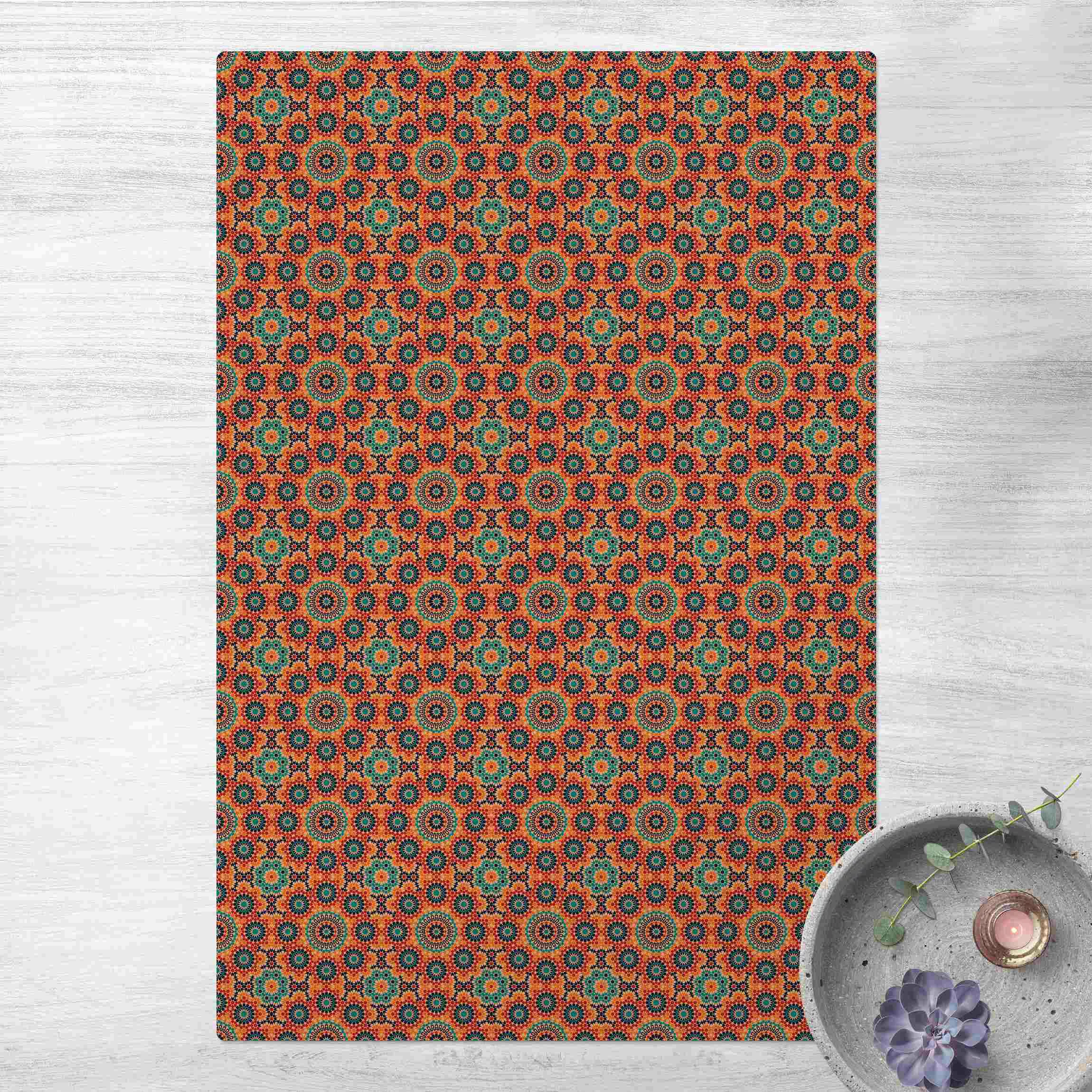 Kork-Teppich Orientalisches Muster mit bunten Blumen günstig online kaufen