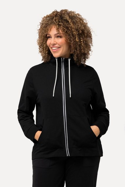 Ulla Popken Sweatjacke Sweatjacke Stehkragen Kängurutasche hinten länger günstig online kaufen