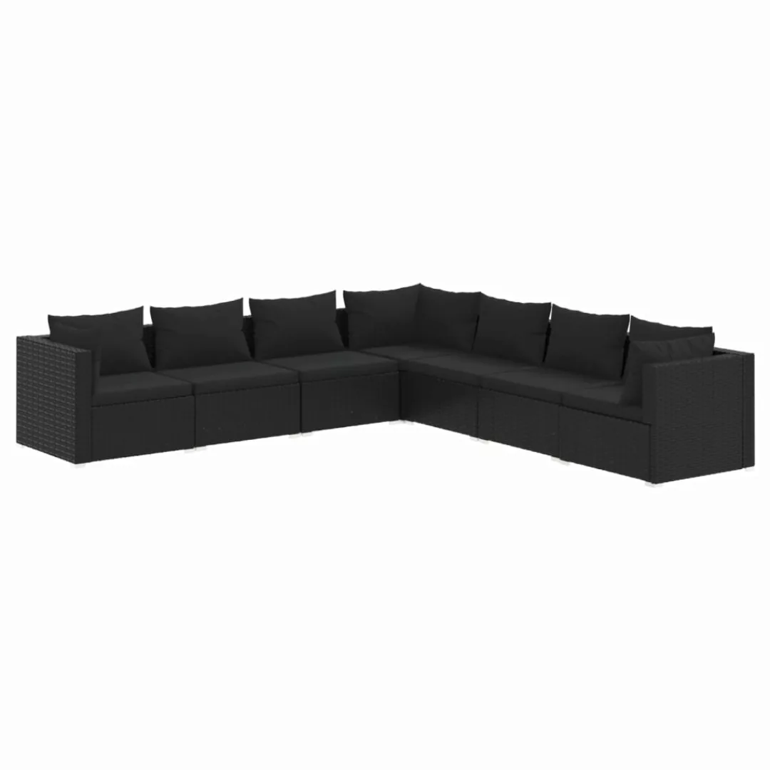 Vidaxl 7-tlg. Garten-lounge-set Mit Kissen Poly Rattan Schwarz günstig online kaufen