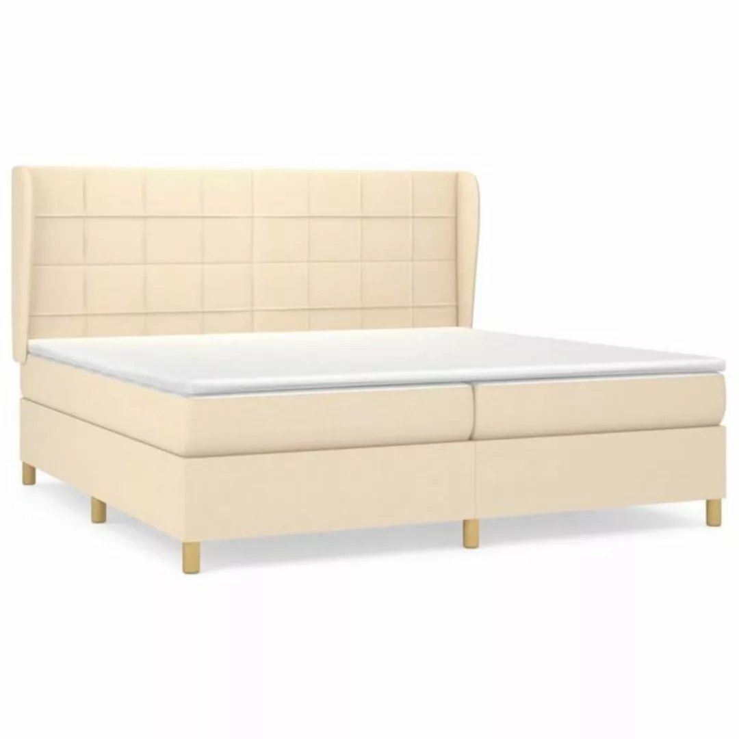 vidaXL Bettgestell Boxspringbett mit Matratze Creme 200x200 cm Stoff Bett B günstig online kaufen