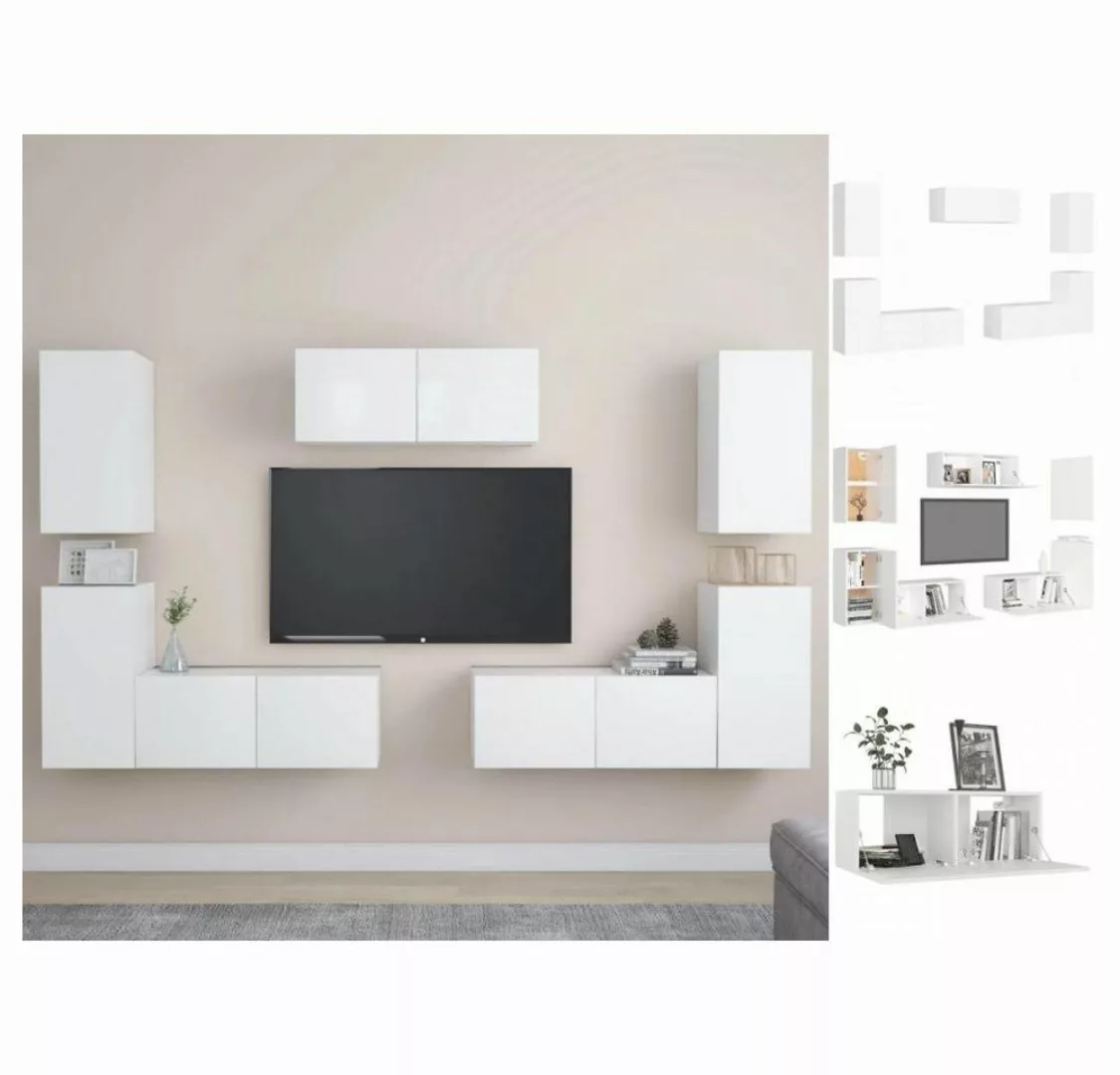 vidaXL Kleiderschrank 7-tlg TV-Schrank-Set Weiß Spanplatte günstig online kaufen