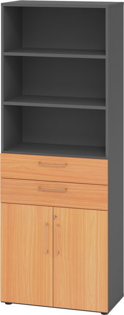 bümö Aktenschrank smart Kombischrank - mit Schubladen Dekor: Graphit/Buche günstig online kaufen