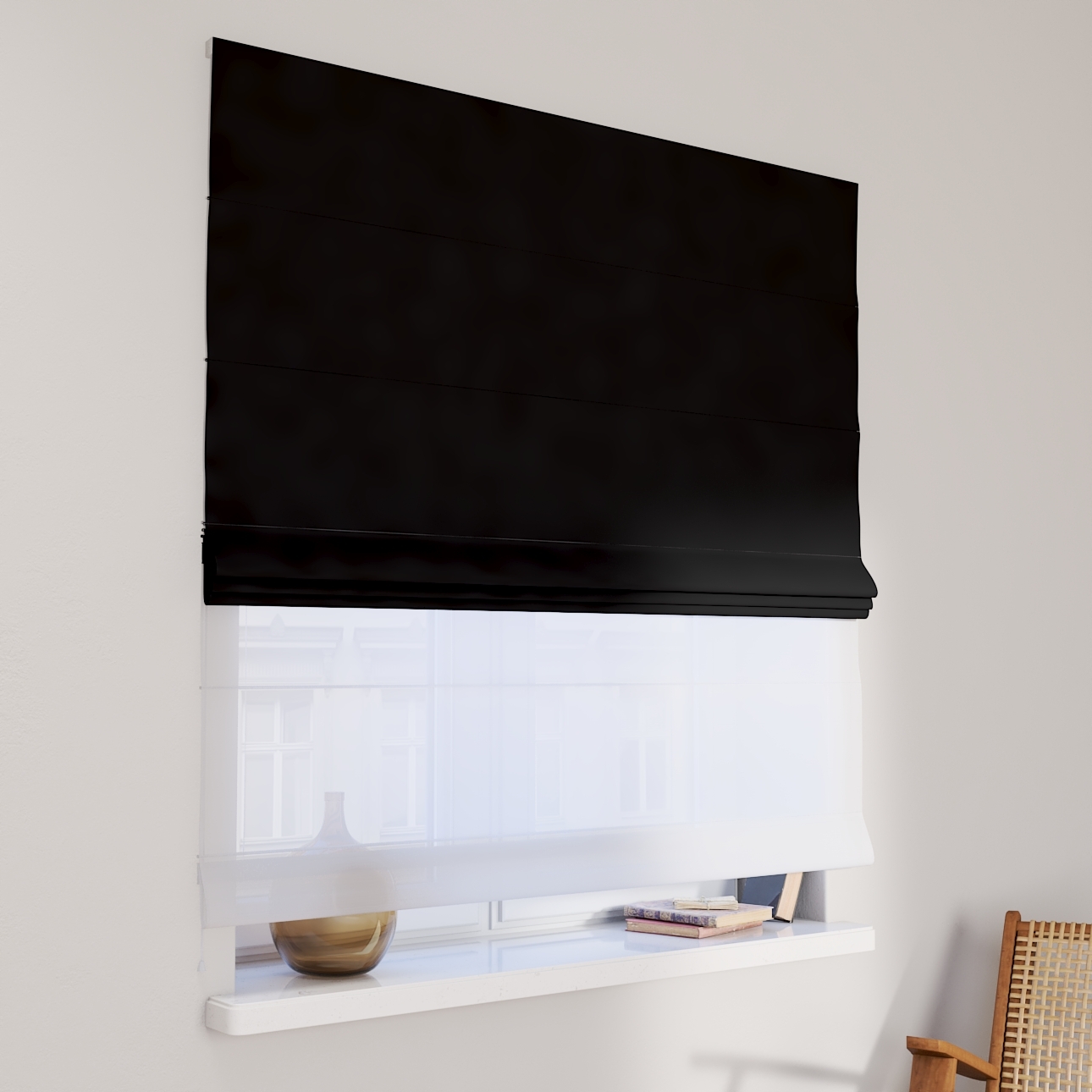 Dekoria Doppelraffrollo Duo, schwarz, 50 x 60 cm günstig online kaufen