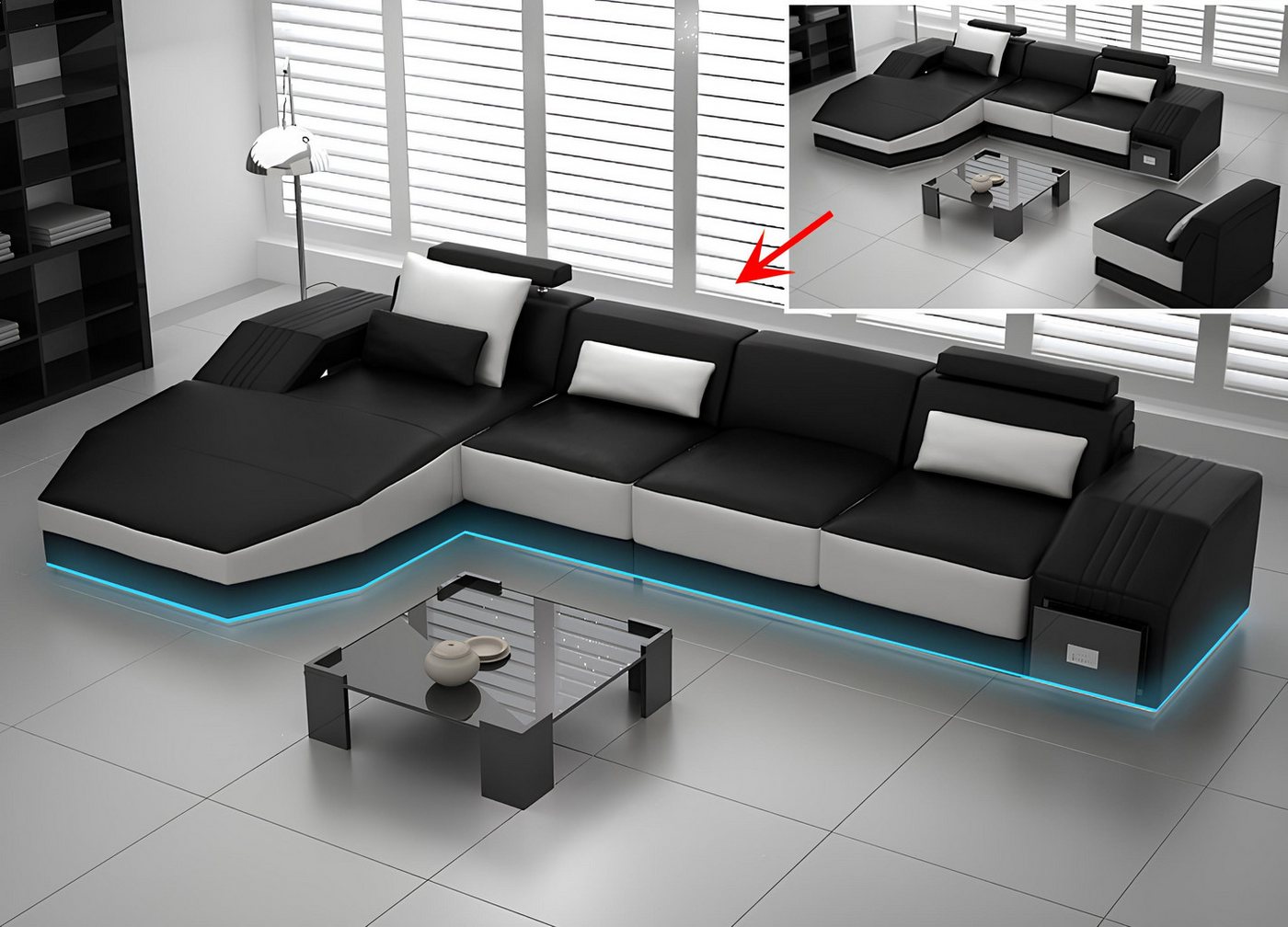 Xlmoebel Ecksofa Modernes Ledersofa mit USB-Anschluss, Eck-Wohnlandschaft E günstig online kaufen