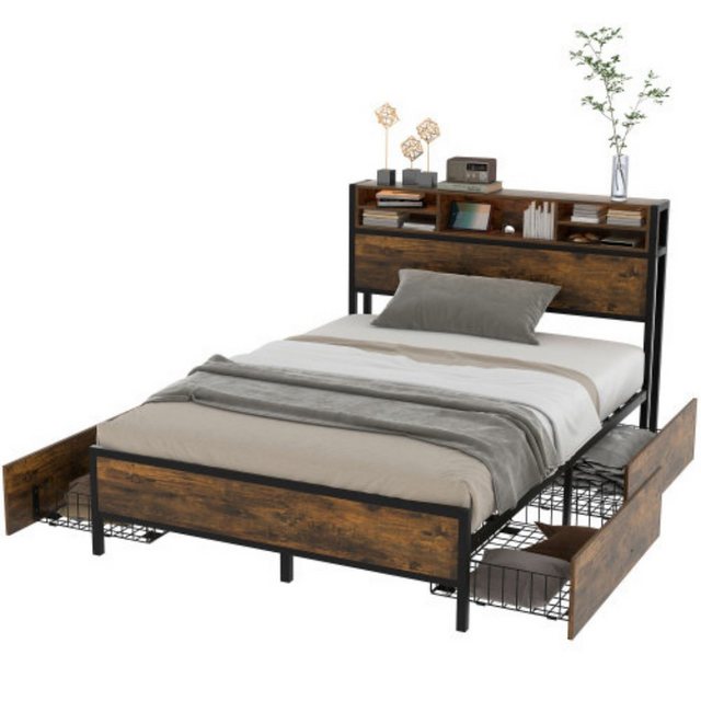 TavilaEcon Metallbett Flachbett Doppelbett Jugendbett Erwachsenebett mit 4 günstig online kaufen