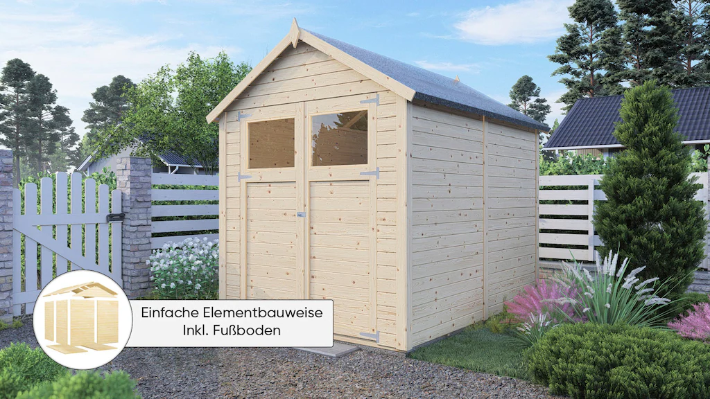Bertilo Holz-Gartenhaus Sylt 180 cm x 238 cm Natur FSC® günstig online kaufen