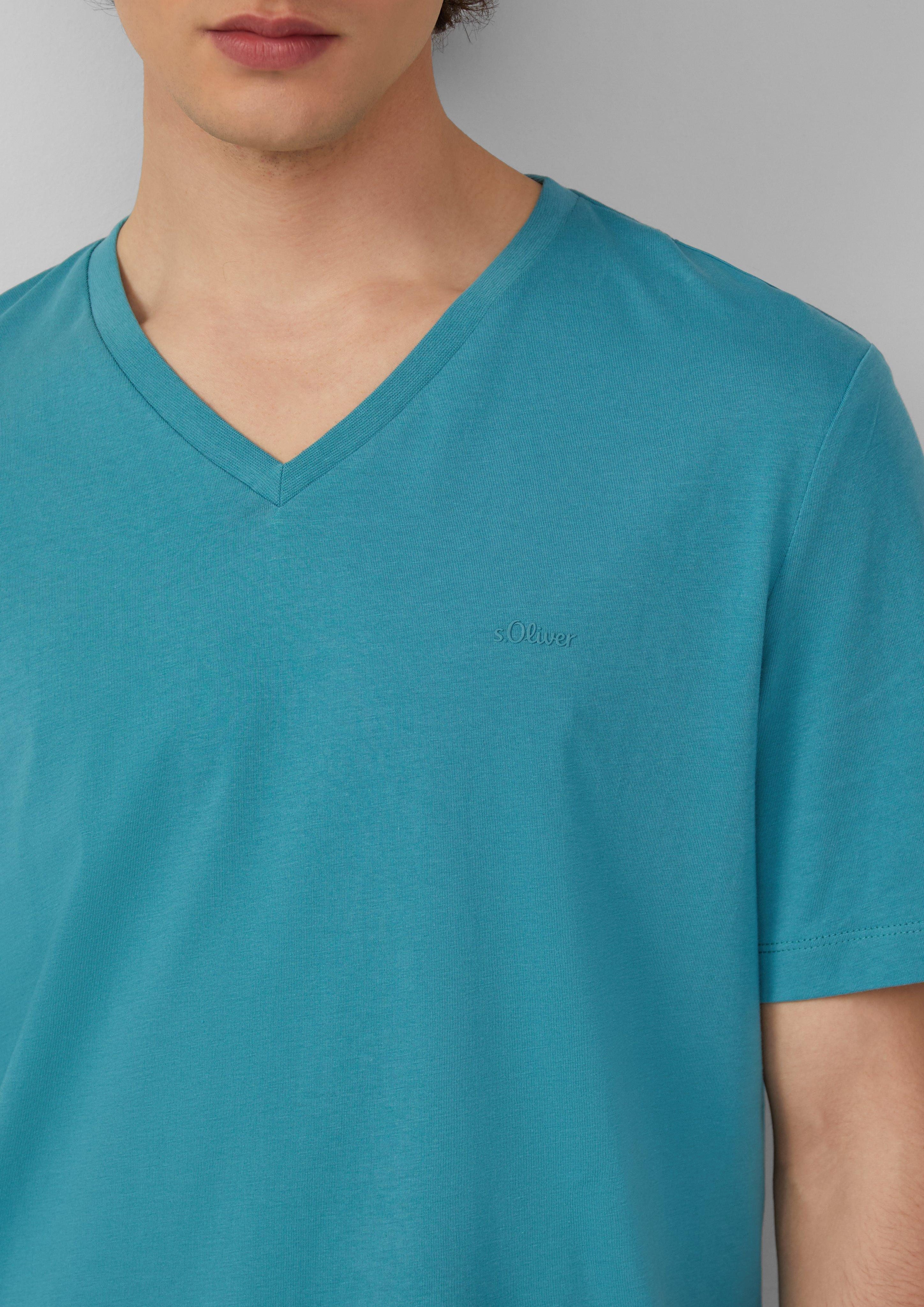 s.Oliver Kurzarmshirt Jersey-T-Shirt mit V-Ausschnitt und günstig online kaufen
