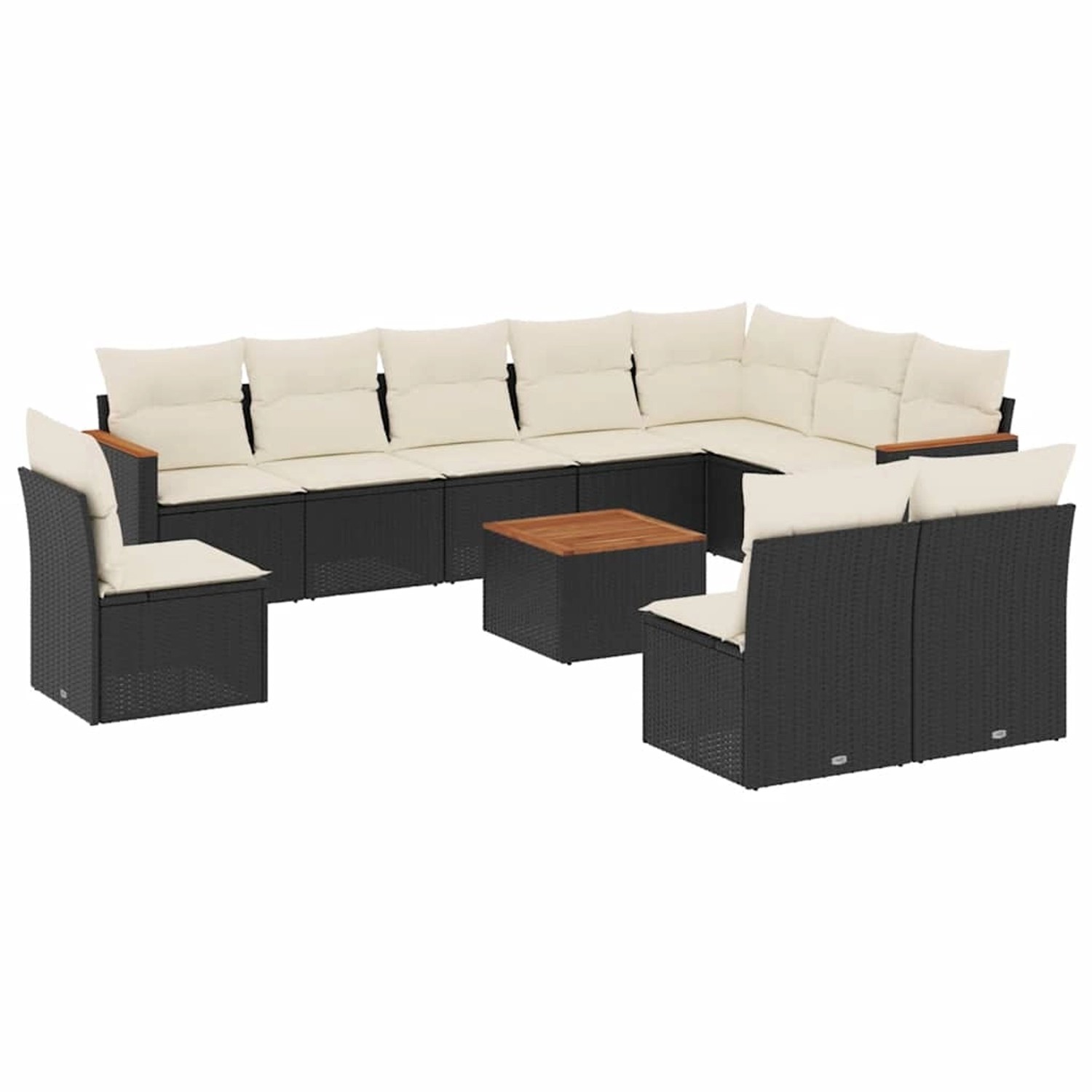 vidaXL 11-Tlg Garten-Sofagarnitur mit Kissen Schwarz Poly Rattan 3258479 günstig online kaufen