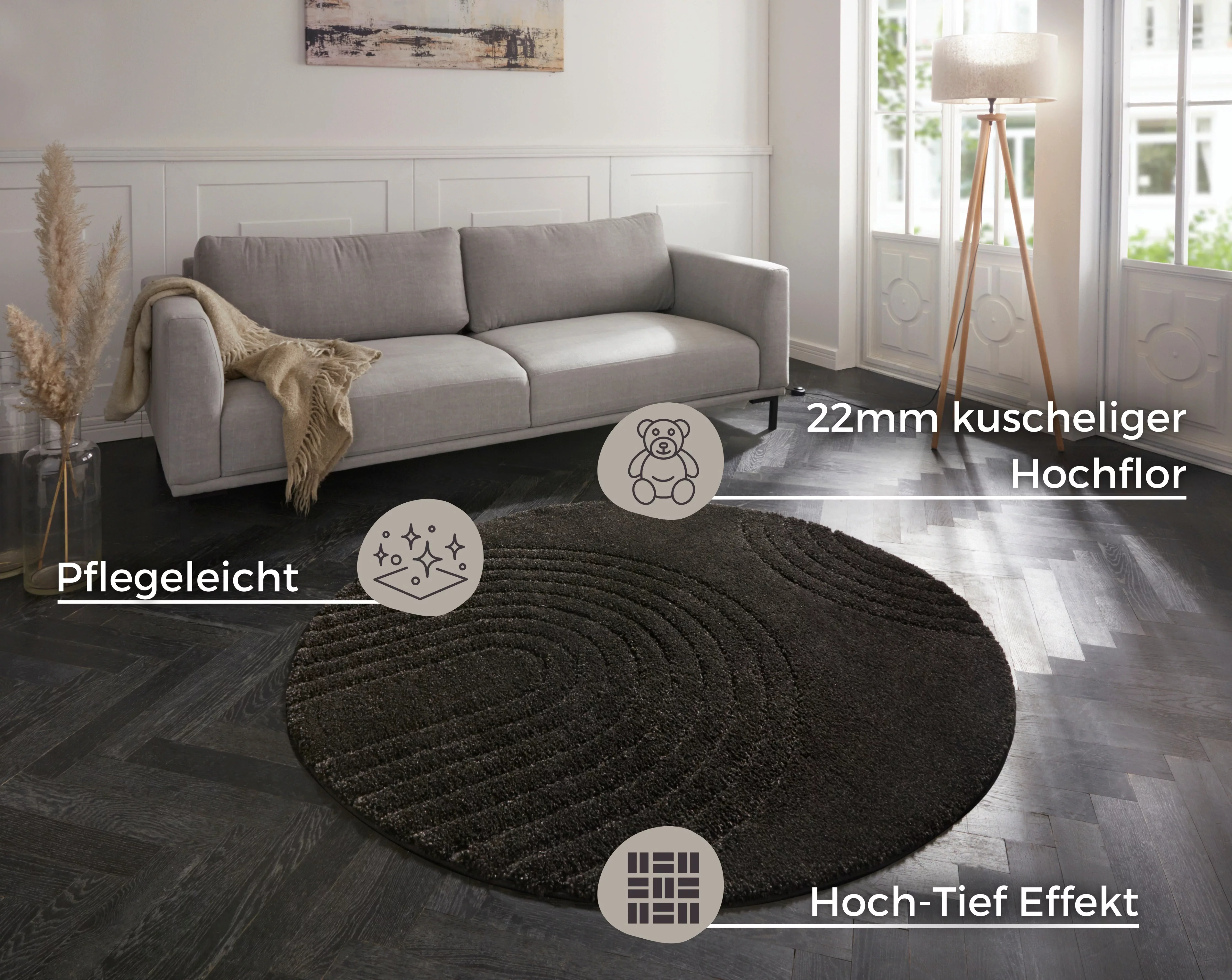 HANSE Home Designteppich »Fergus«, rund, Shaggy, Weich, Skandi, Flauschig, günstig online kaufen