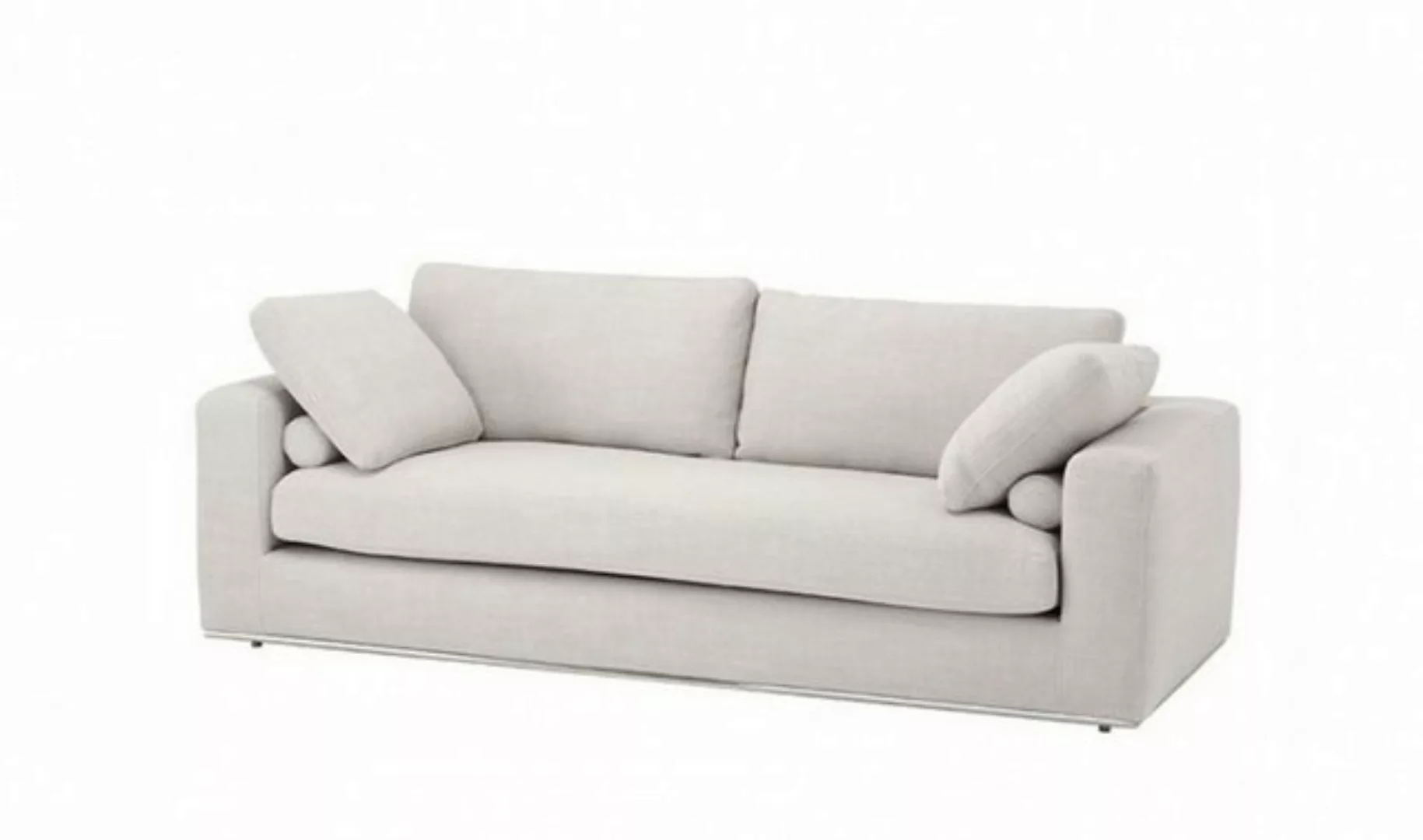 Casa Padrino Sofa Luxus Sofa Panama Natural mit poliertem Stahl Sockel - Lu günstig online kaufen