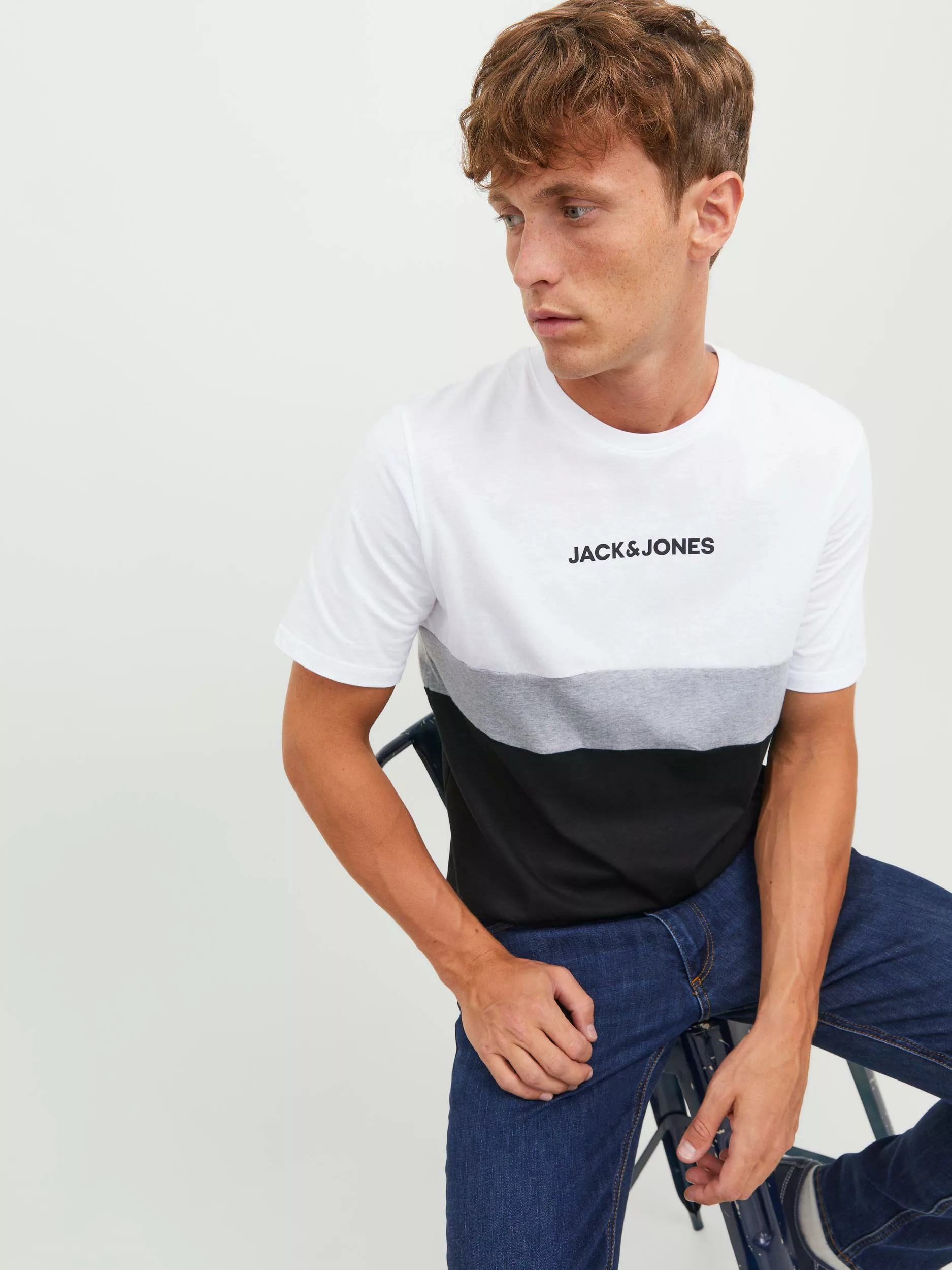 Jack & Jones Rundhalsshirt "JJEREID BLOCKING TEE SS NOOS" günstig online kaufen