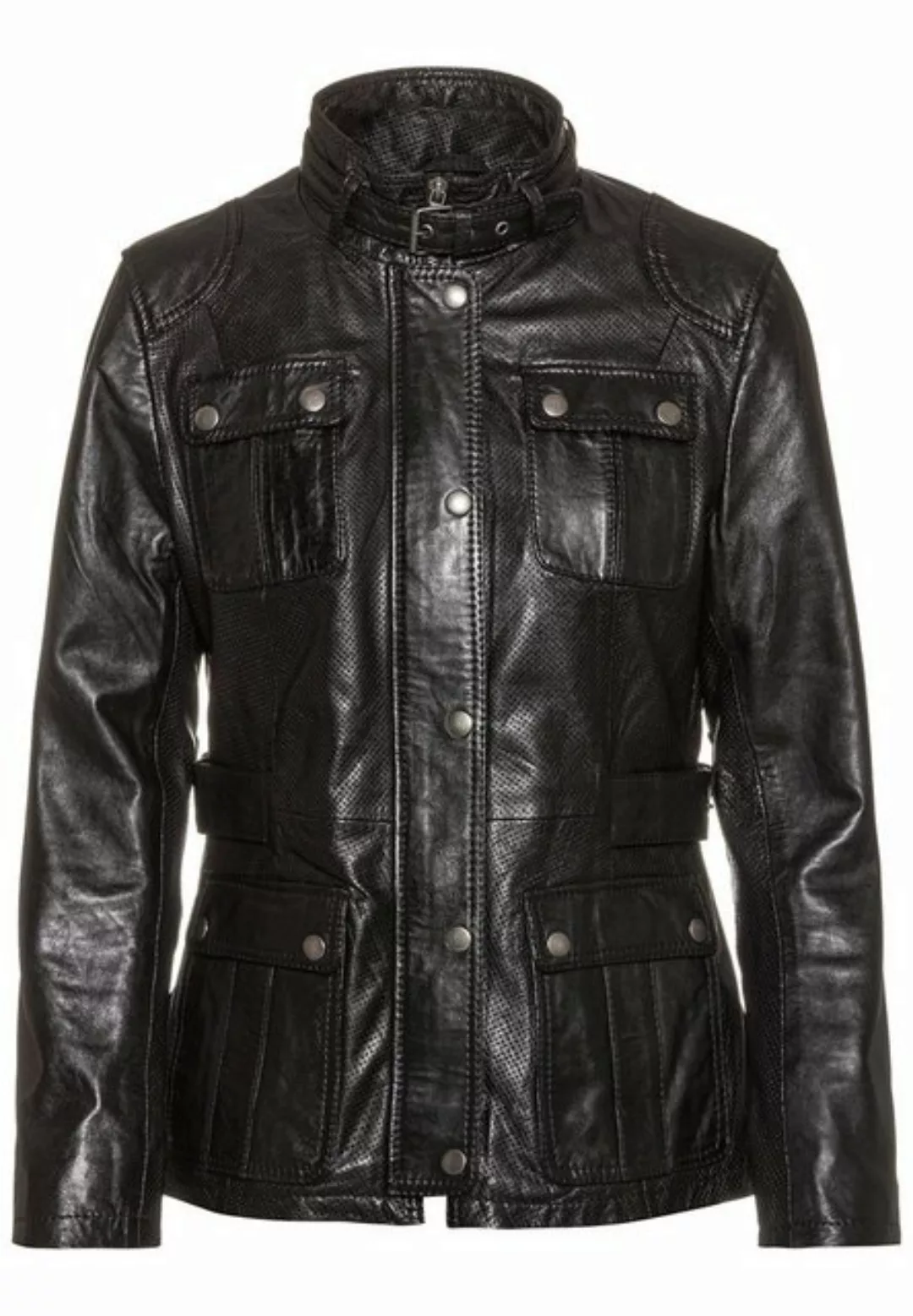 CBL Lederjacke MQ-45691 im modernen Biker Style mit Stehkragen günstig online kaufen