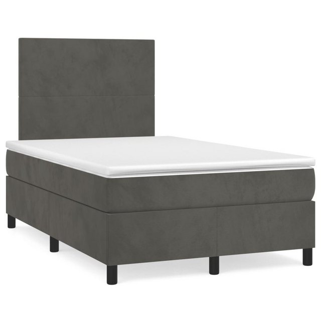 vidaXL Bett Boxspringbett mit Matratze & LED Dunkelgrau 120x190 cm Samt günstig online kaufen