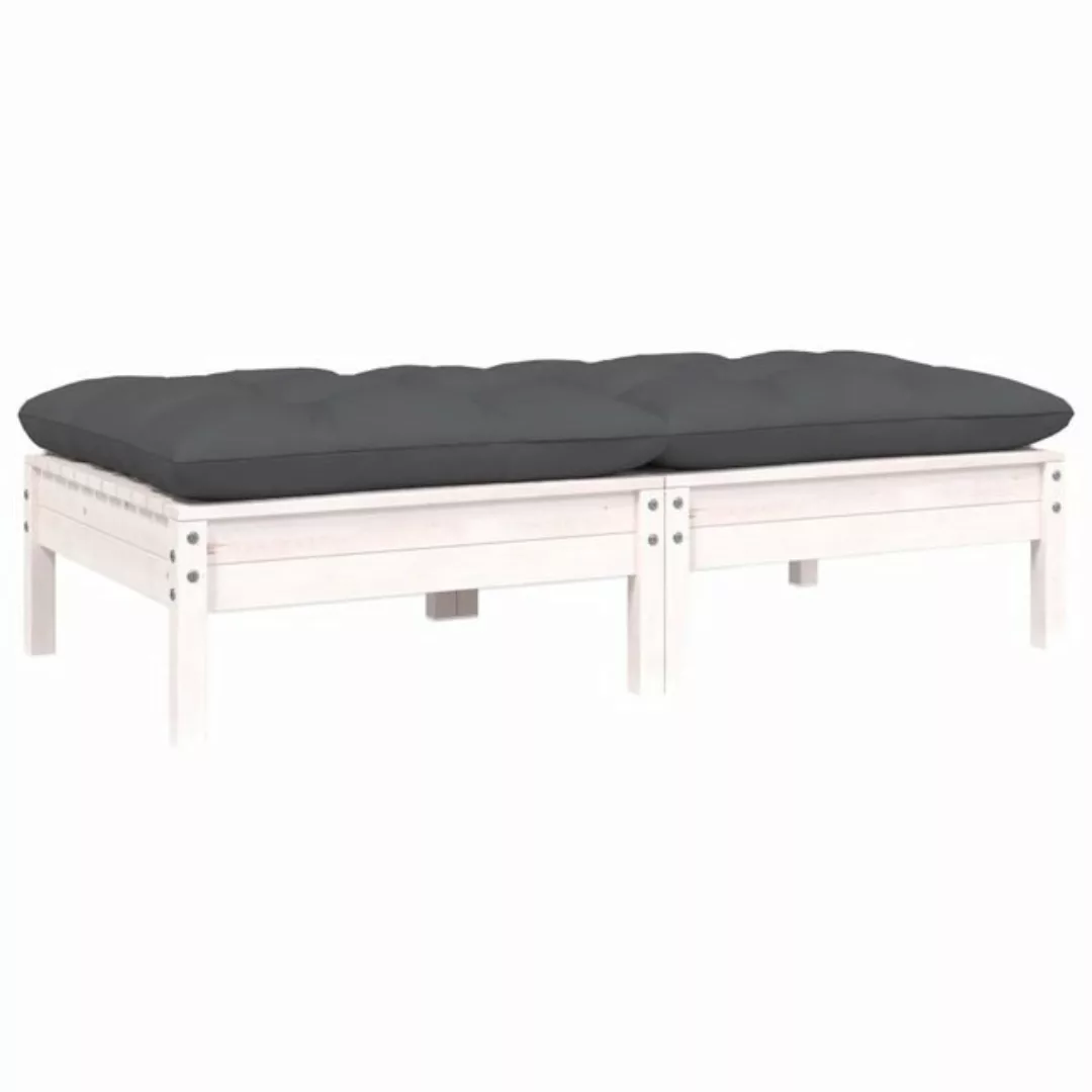 2-sitzer-gartensofa Mit Kissen Weiß Massivholz Kiefer günstig online kaufen