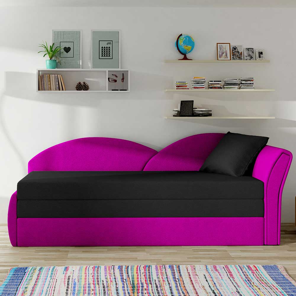 Schlafsofa Liegesofa in Magenta und Schwarz günstig online kaufen