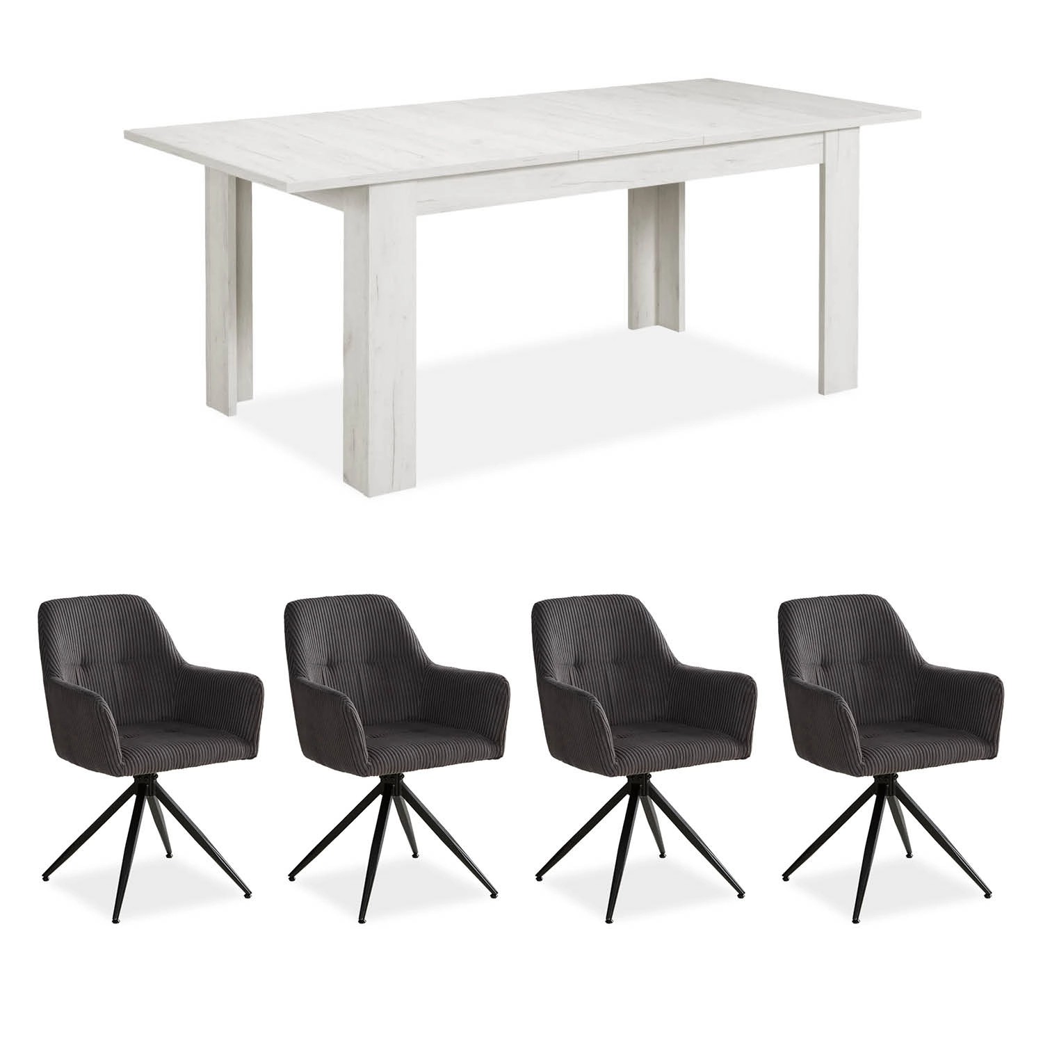 Homestyle4u Essgruppe mit 4 Polsterstühlen Drehbar 2762 günstig online kaufen