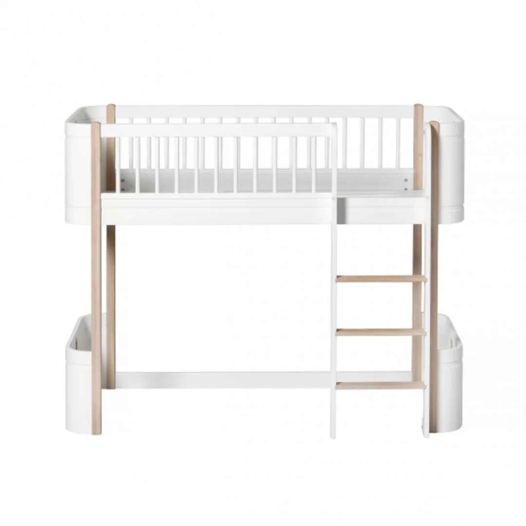 Oliver Furniture halbhohes Hochbett Wood Mini+ Weiß/Eiche günstig online kaufen