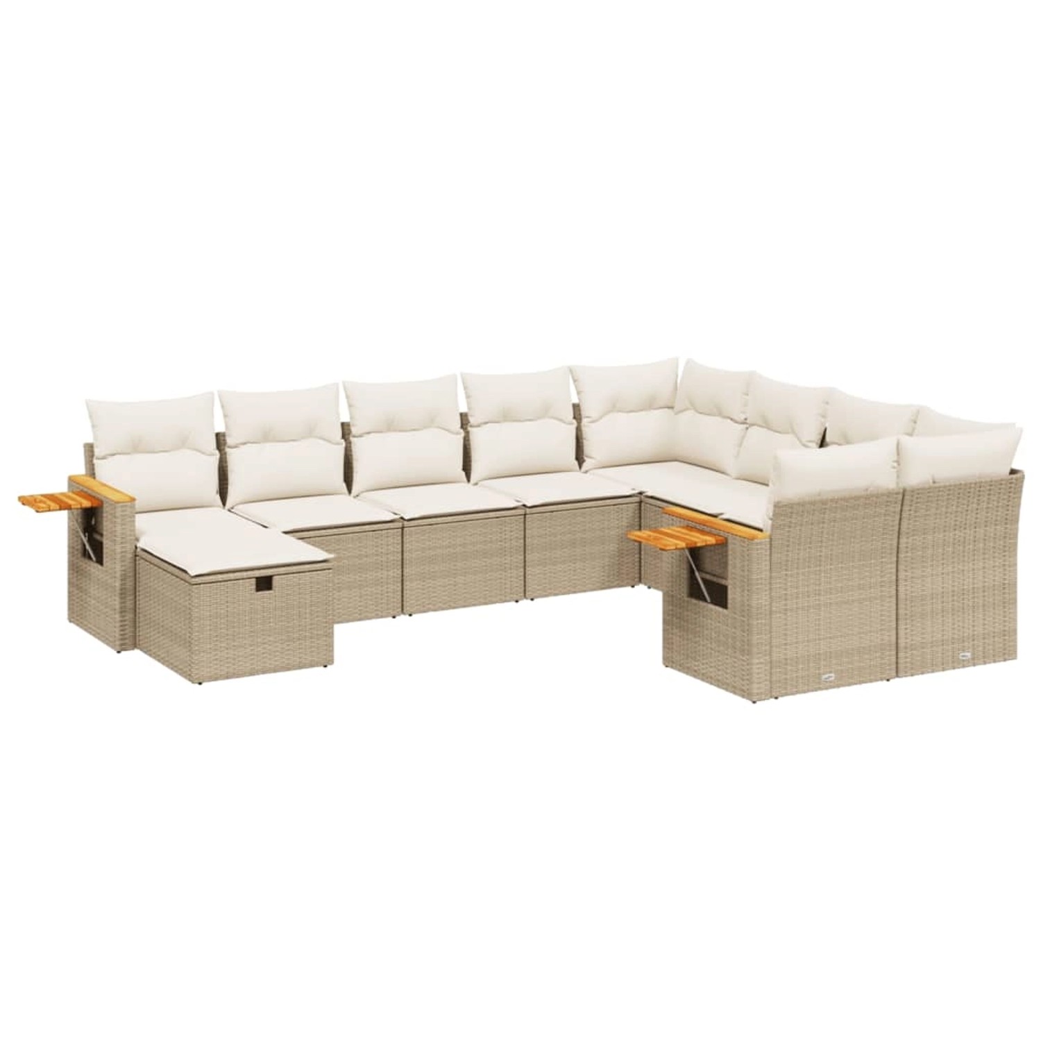 vidaXL 10-Tlg Garten-Sofagarnitur mit Kissen Beige Poly Rattan 3227157 günstig online kaufen