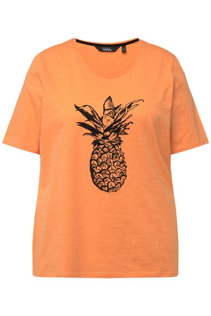 Ulla Popken Rundhalsshirt T-Shirt Kaviarperlchen Ananas Rundhals Halbarm günstig online kaufen