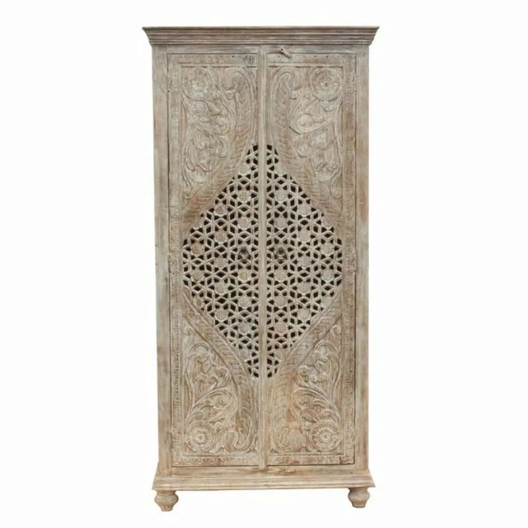 Oriental Galerie Mehrzweckschrank Braun weißer Schrank Gauri Indien 190cm S günstig online kaufen