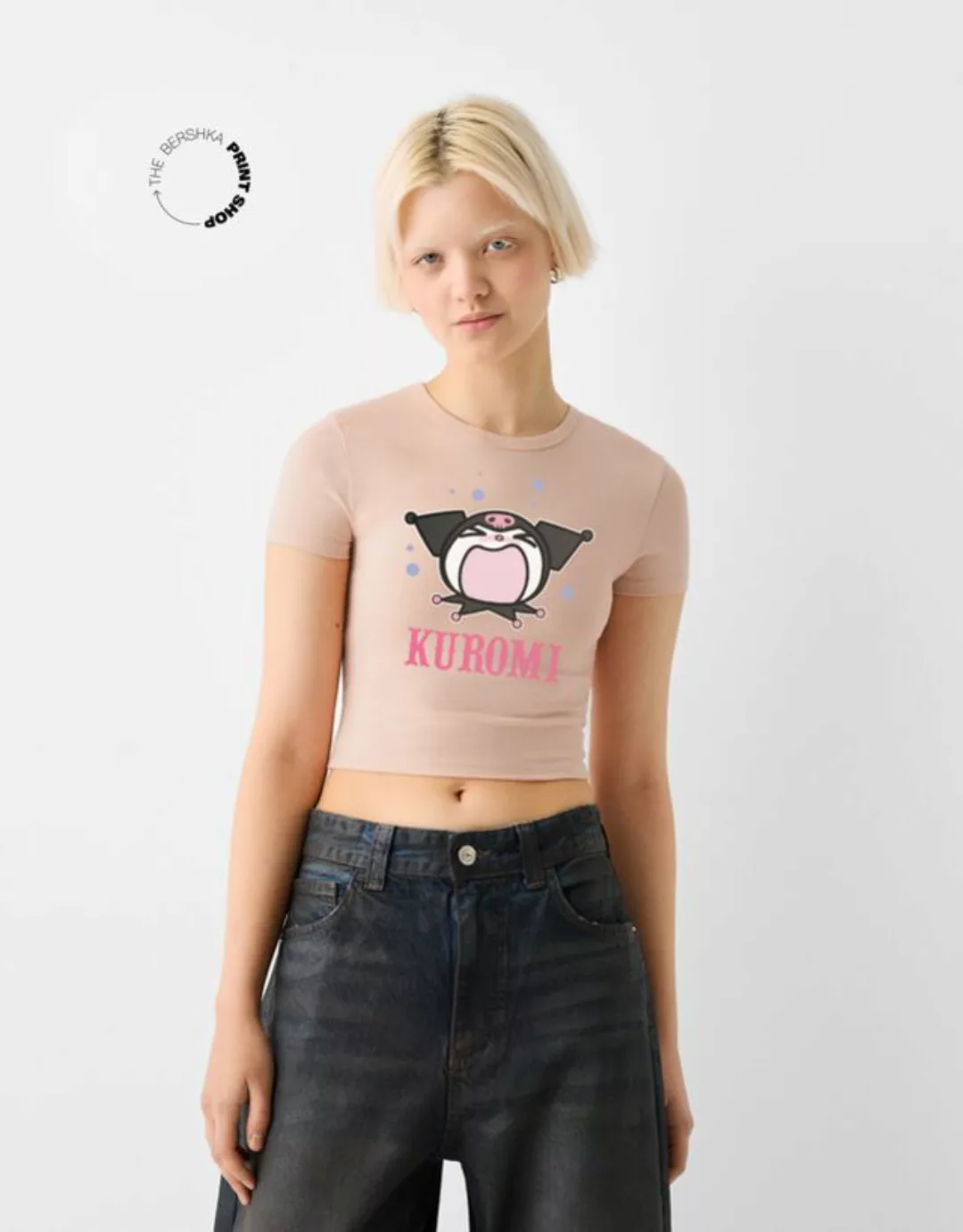 Bershka T-Shirt Kuromi Mit Kurzen Ärmeln Damen 10-12 Rosa günstig online kaufen