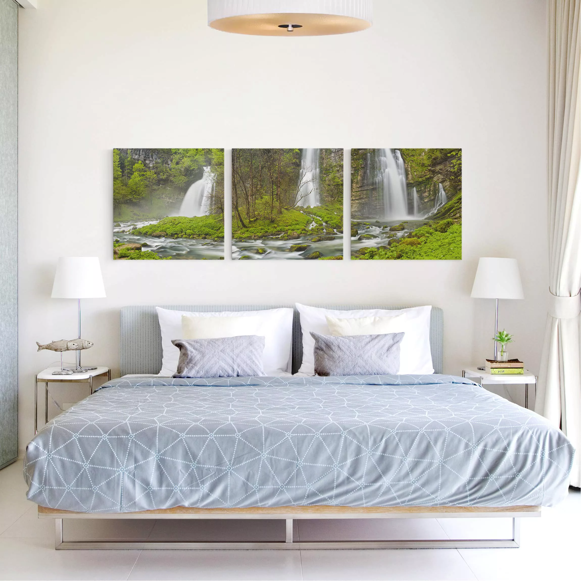 3-teiliges Leinwandbild Natur & Landschaft - Quadrat Wasserfälle Cascade de günstig online kaufen