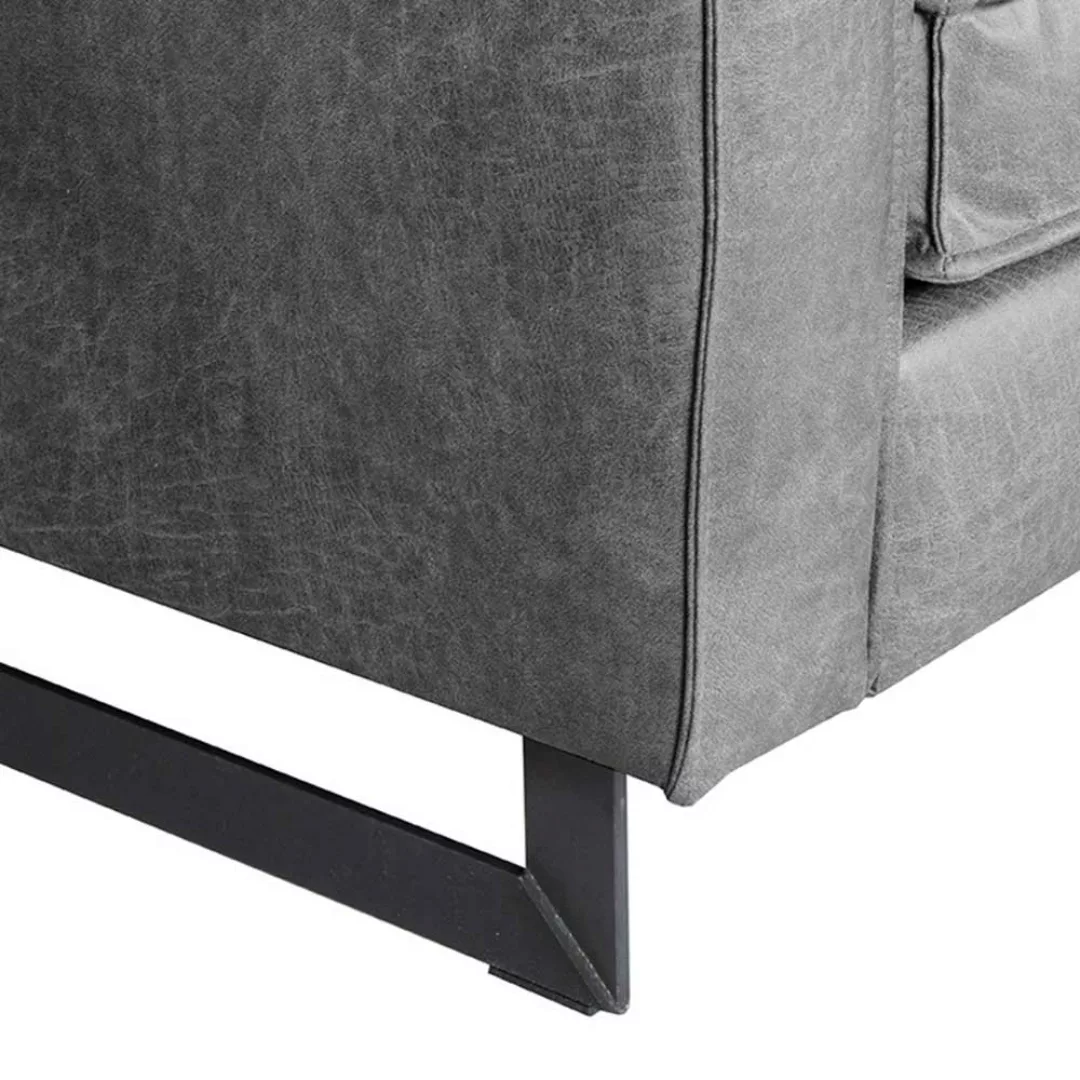 Recyclingleder Sessel in Grau Metall Bügelgestell günstig online kaufen