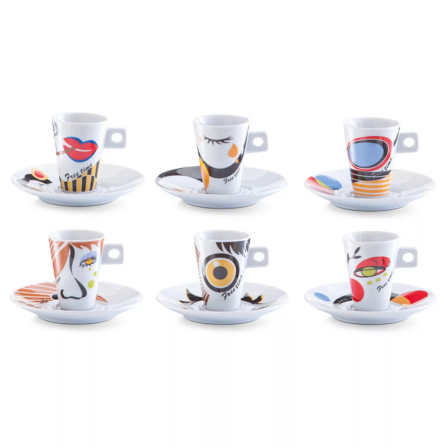 home24 Espresso-Set Faces (12-tlg.) günstig online kaufen