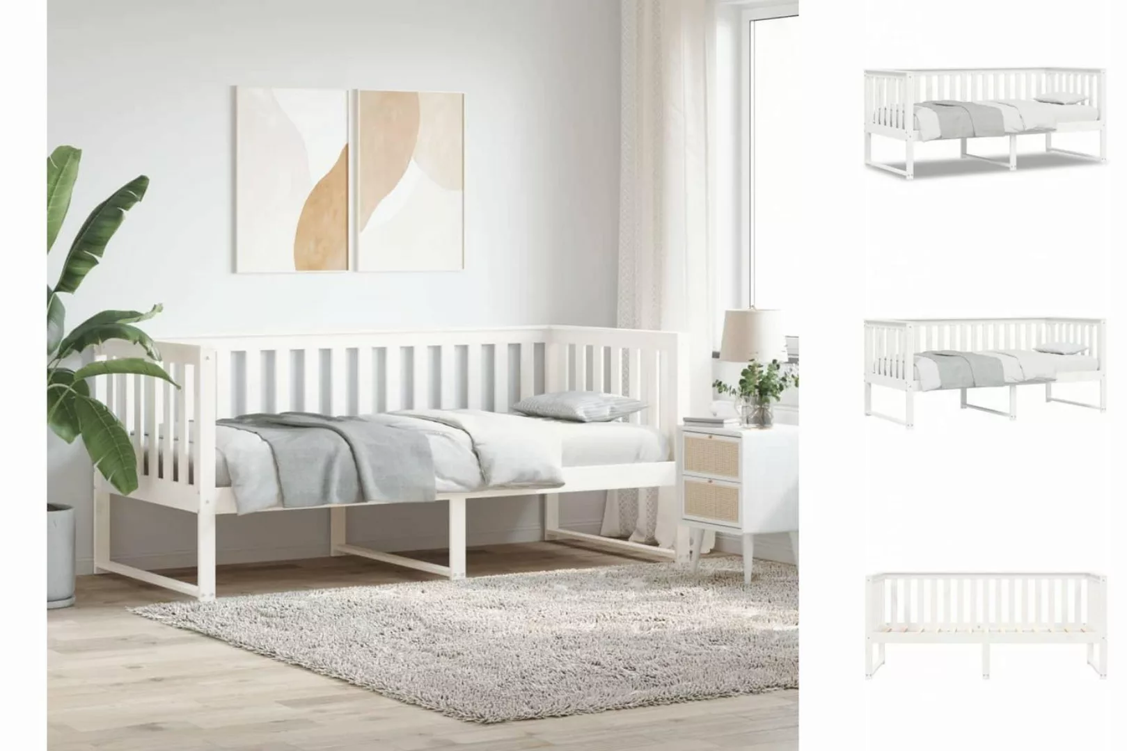 vidaXL Gästebett Gästebett Tagesbett Weiß 90x200 cm Massivholz Kiefer Bett günstig online kaufen