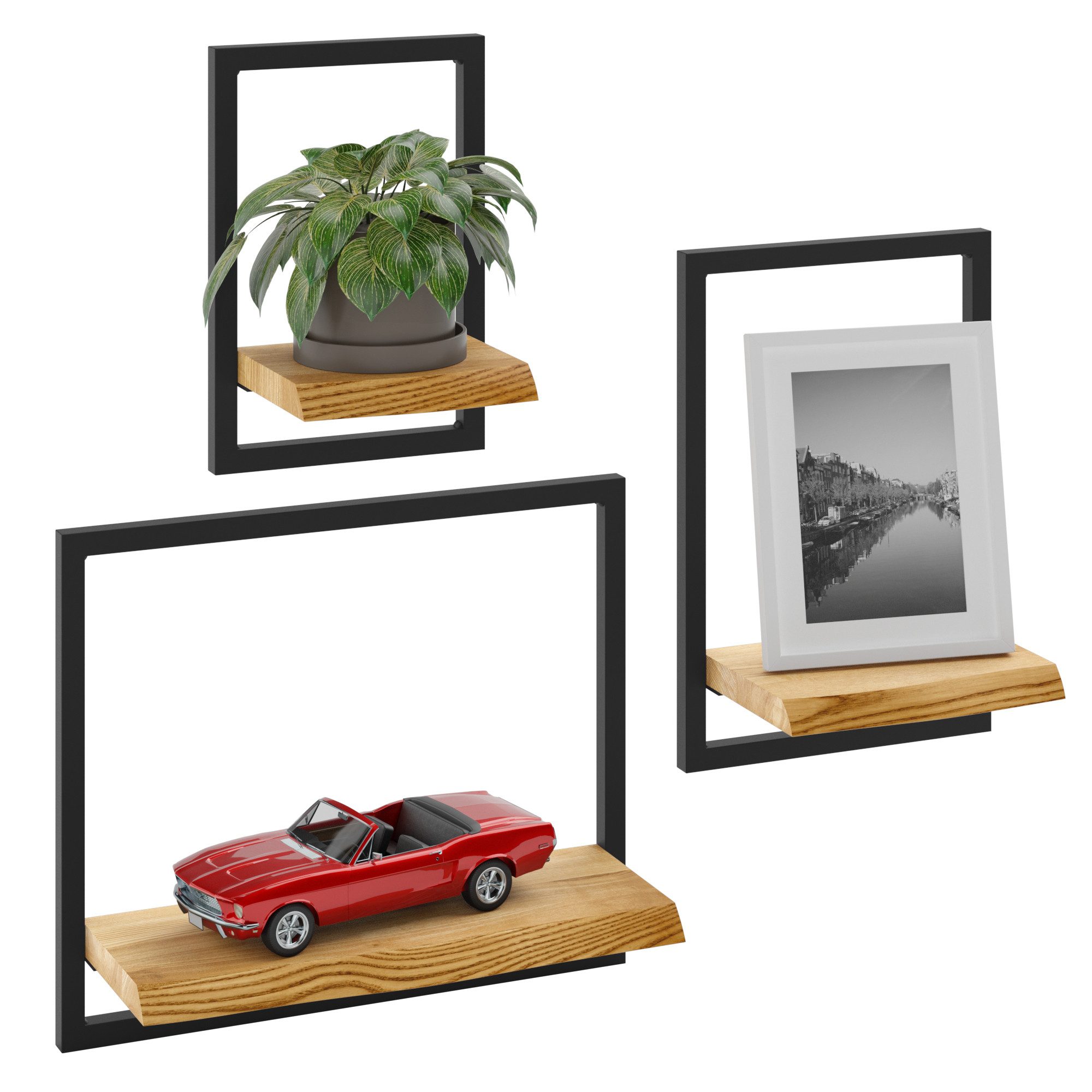 LAMO Manufaktur Wandregal Holz Set 3 günstig online kaufen