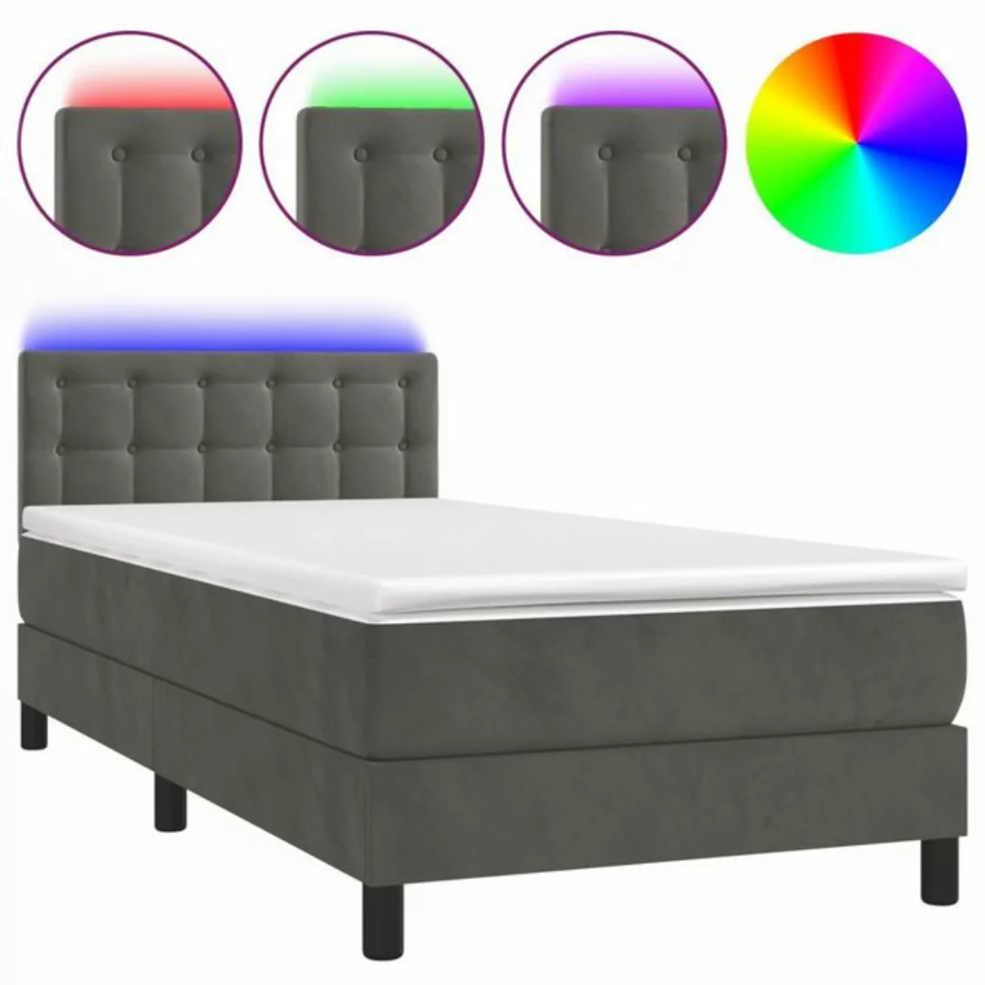 vidaXL Boxspringbett Boxspringbett mit Matratze LED Dunkelgrau 100x200 cm S günstig online kaufen