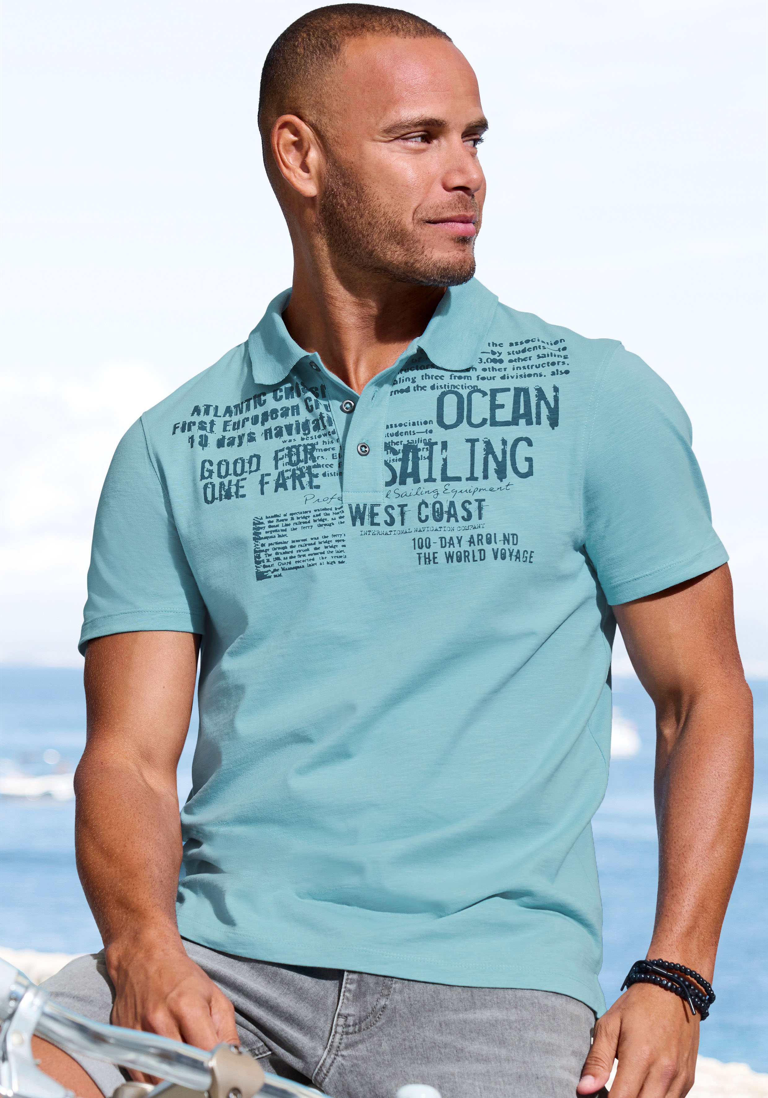 John Devin Poloshirt "mit Print", Regular-Fit, aus Slub-Qualität, mit Print günstig online kaufen