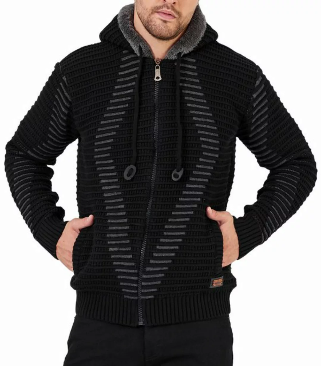 Baxboy Strickpullover Herren Gefütterte Winter Kapuzenpullover Reißverschlu günstig online kaufen