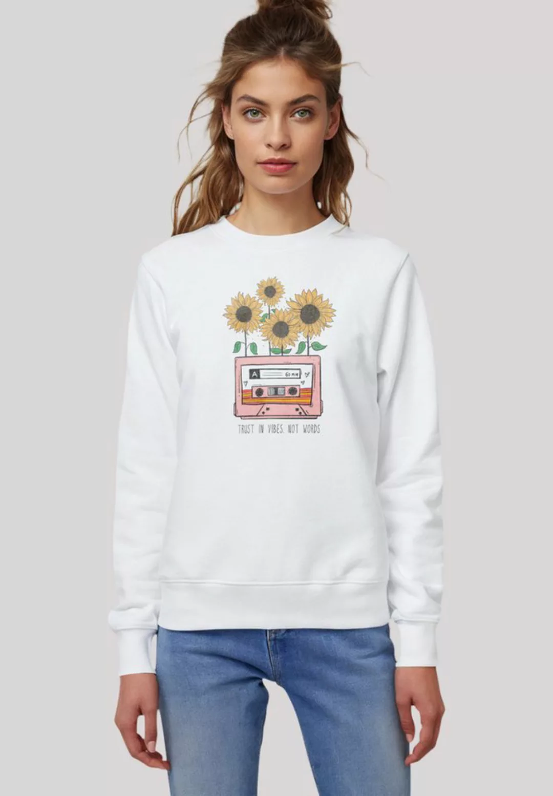 F4NT4STIC Sweatshirt Flower trust in vibes not words retro Premium Qualität günstig online kaufen