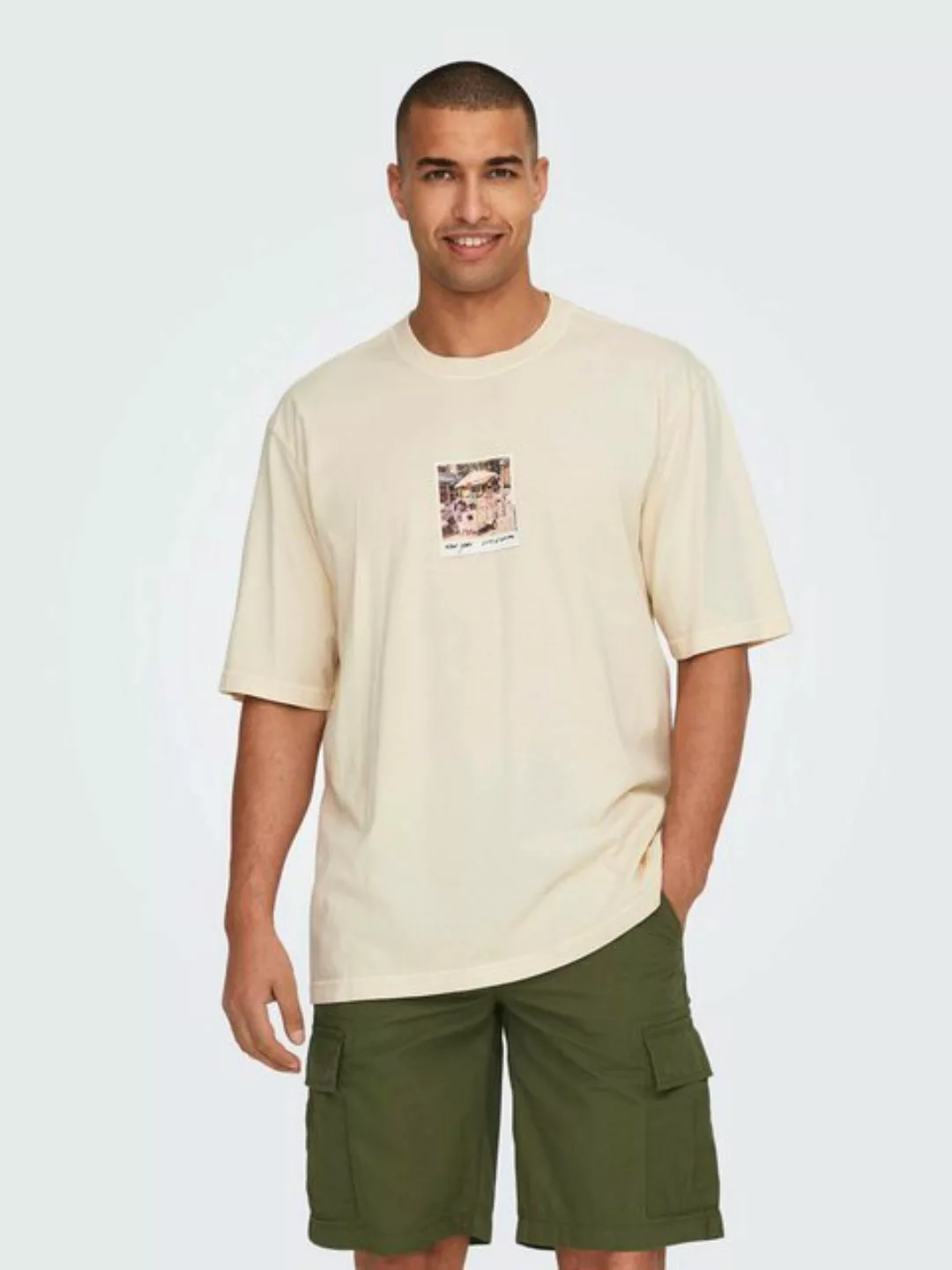 ONLY & SONS T-Shirt T-Shirt loose fit Rundhals Kurzarm Gummidruck ONSRAY OV günstig online kaufen