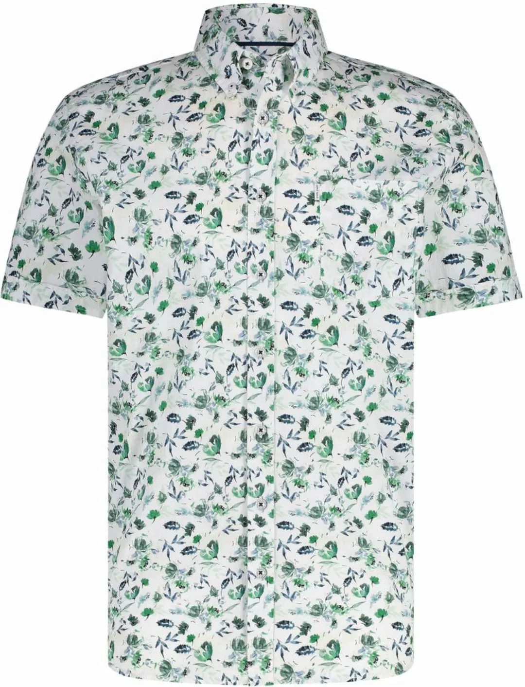 State Of Art Short Sleeve Hemd Blumenmuster Grün  - Größe 4XL günstig online kaufen