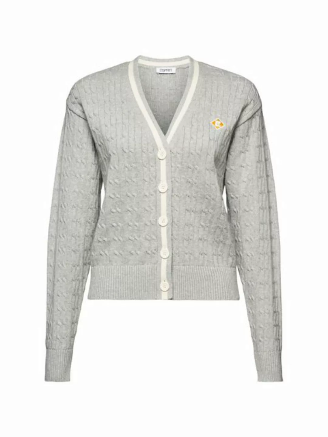 Esprit Strickjacke Zopfstrick-Cardigan mit V-Ausschnitt (1-tlg) günstig online kaufen