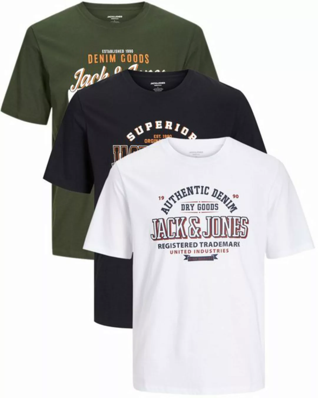 Jack & Jones Plus Print-Shirt (Spar-Set, 3er-Pack) Big Size Shirt Übergröße günstig online kaufen