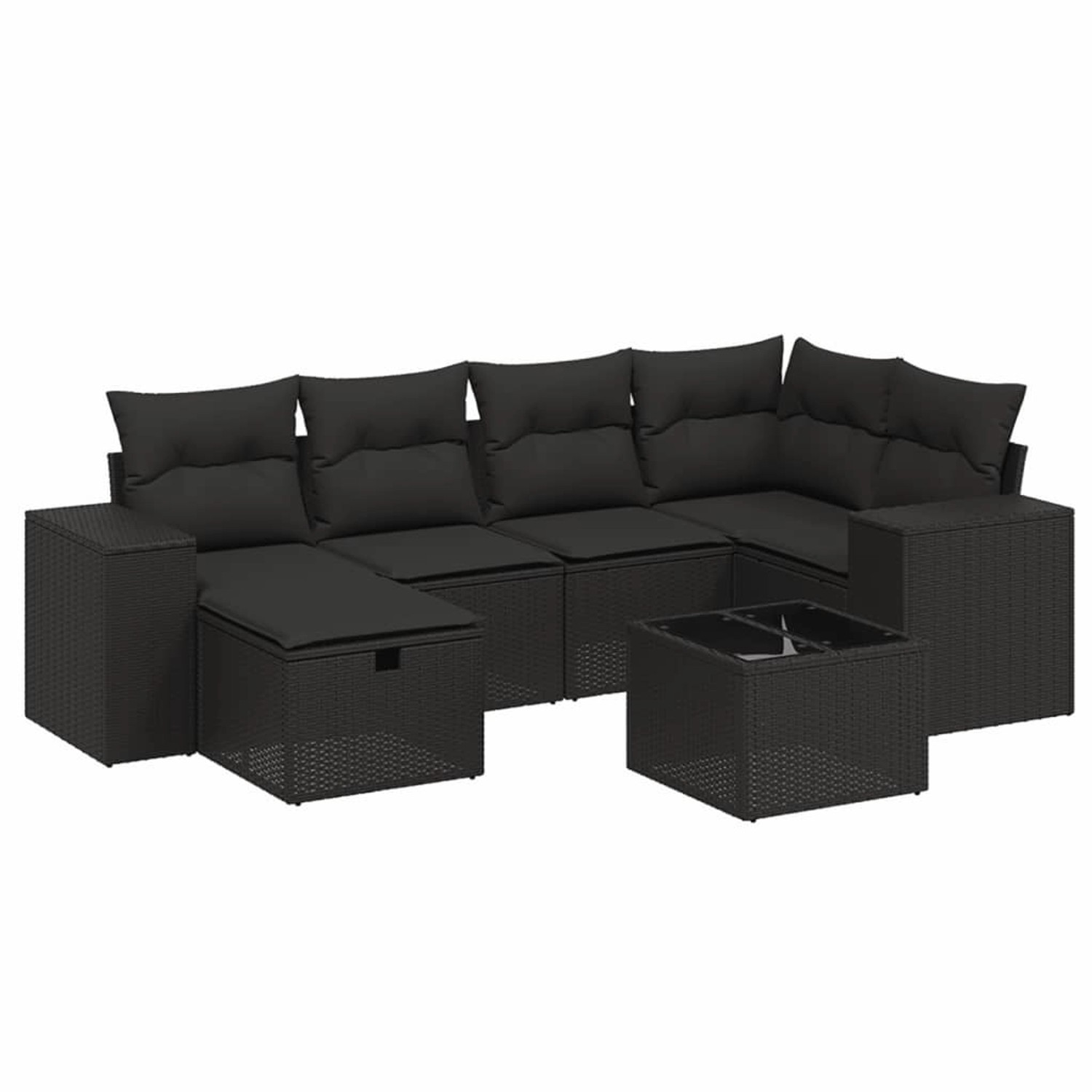 vidaXL 7-tlg Garten-Sofagarnitur mit Kissen Schwarz Poly Rattan Modell 206 günstig online kaufen