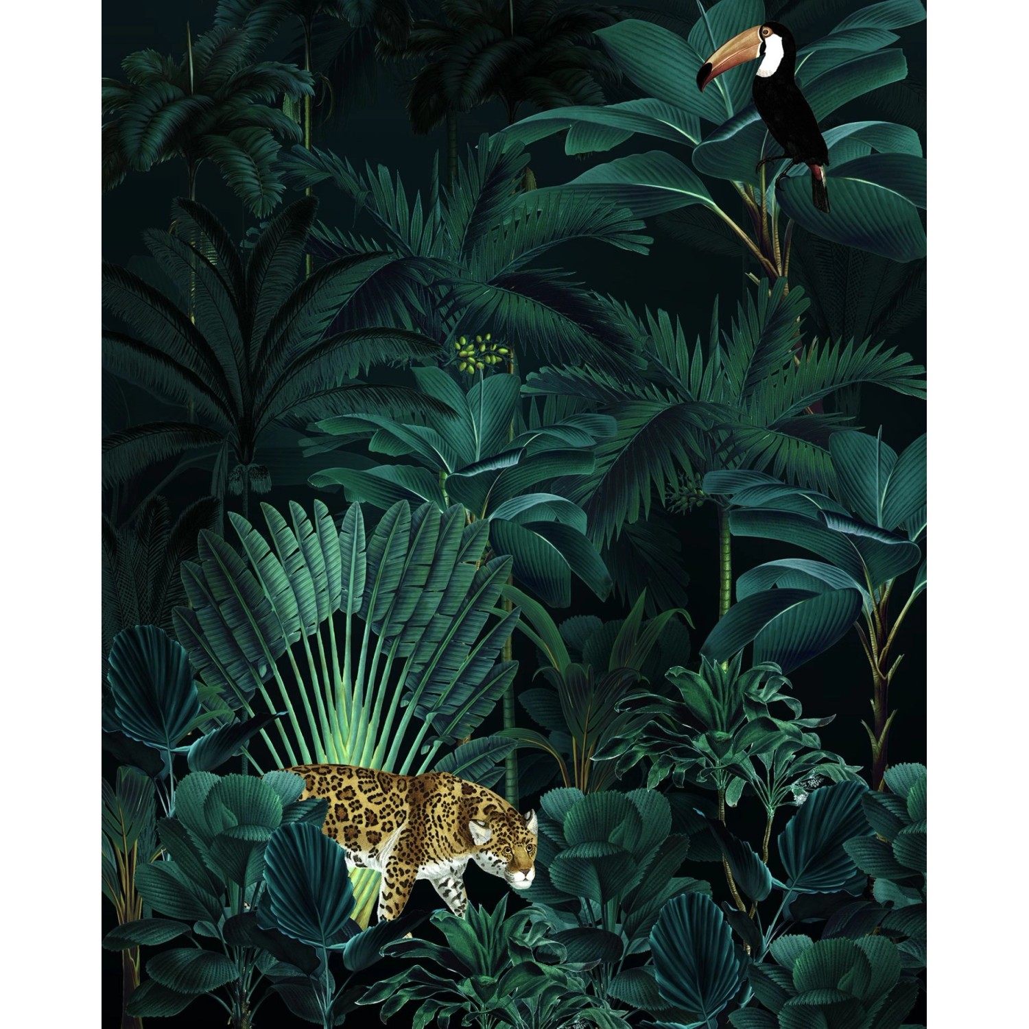 Komar Fototapete Jungle Night Grün 200 x 250 cm 611626 günstig online kaufen