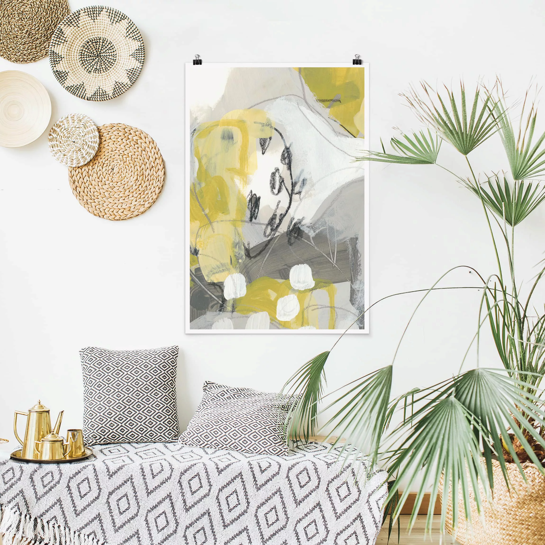 Poster Abstrakt - Hochformat Zitronen im Nebel III günstig online kaufen