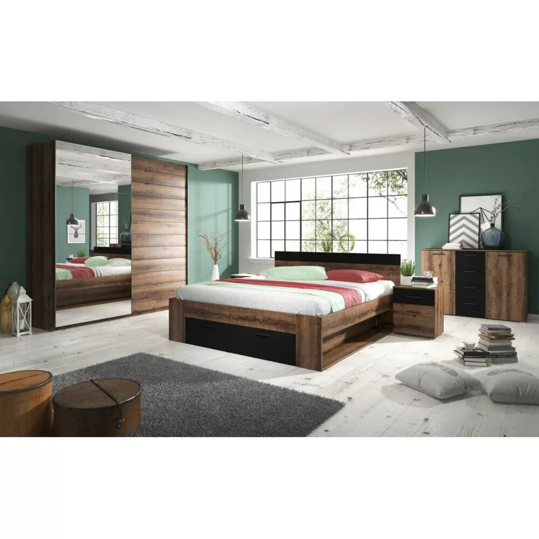 Schlafzimmer Komplettes Möbelset BIRMINGHAM-83 Liegefläche 180x200 cm in Mo günstig online kaufen