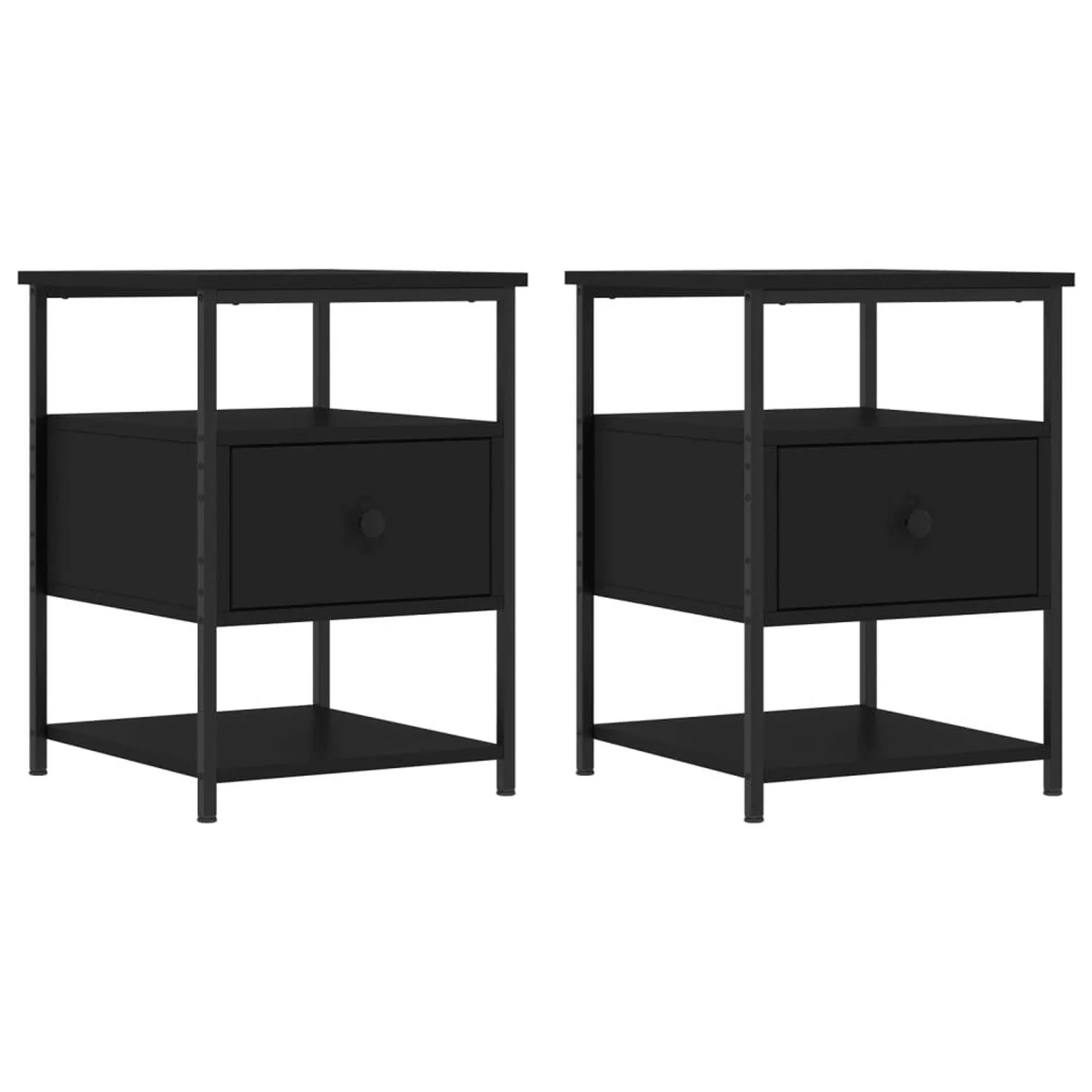 vidaXL Nachttische 2 Stk Schwarz 40x42x56 cm Holzwerkstoff günstig online kaufen