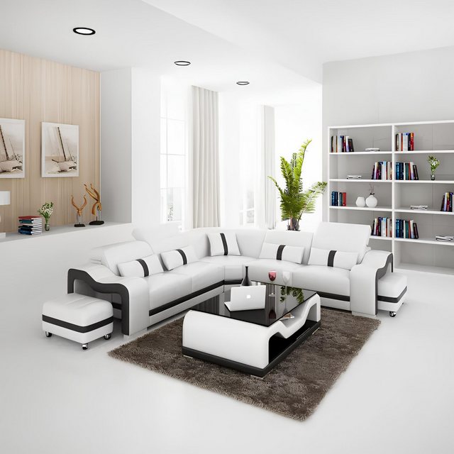 Xlmoebel Ecksofa Moderne Wohnlandschaft mit Ecksofa, Sitzpolstern, Hocker u günstig online kaufen